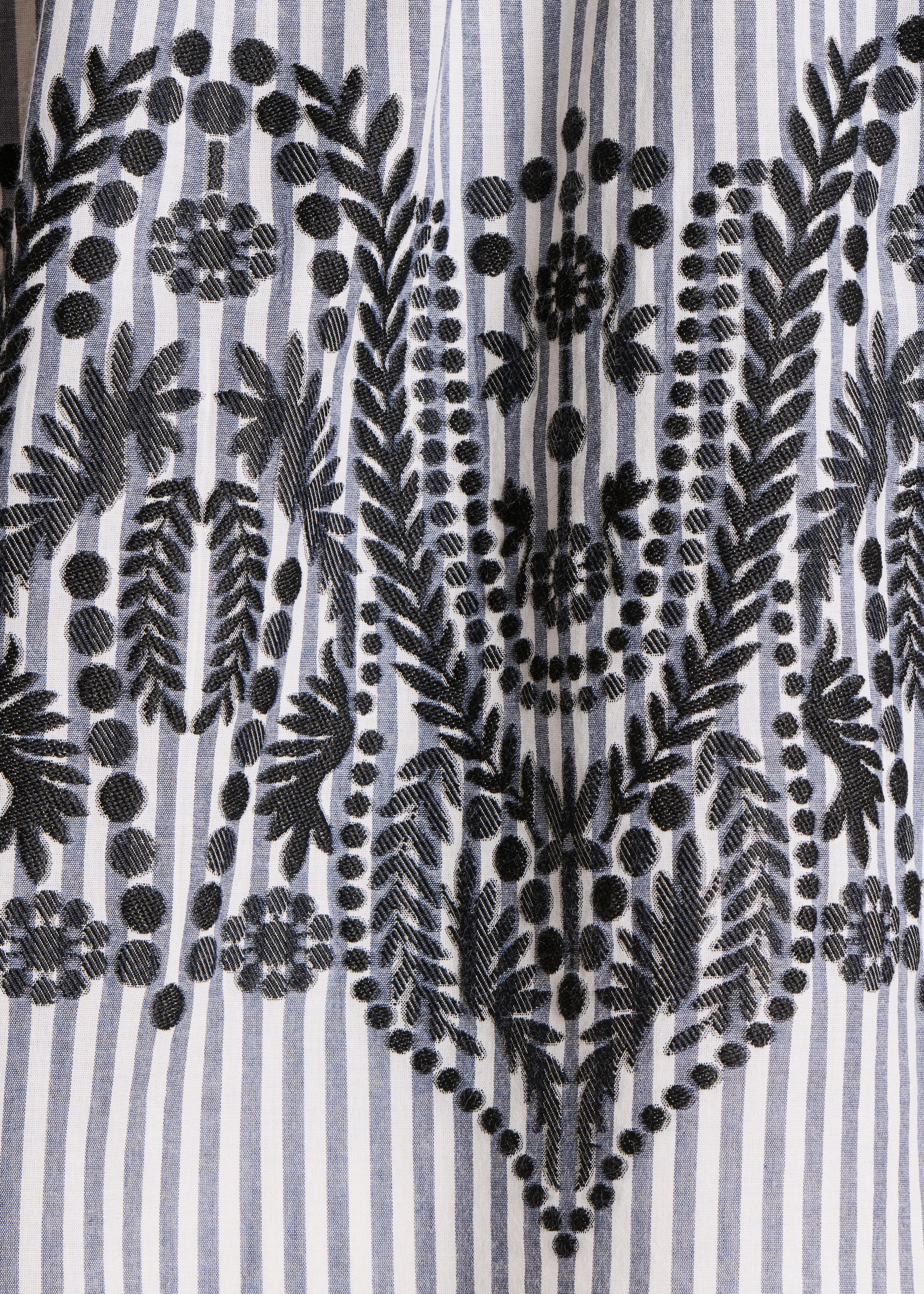 Camicia ampia nera a righe con motivo jacquard