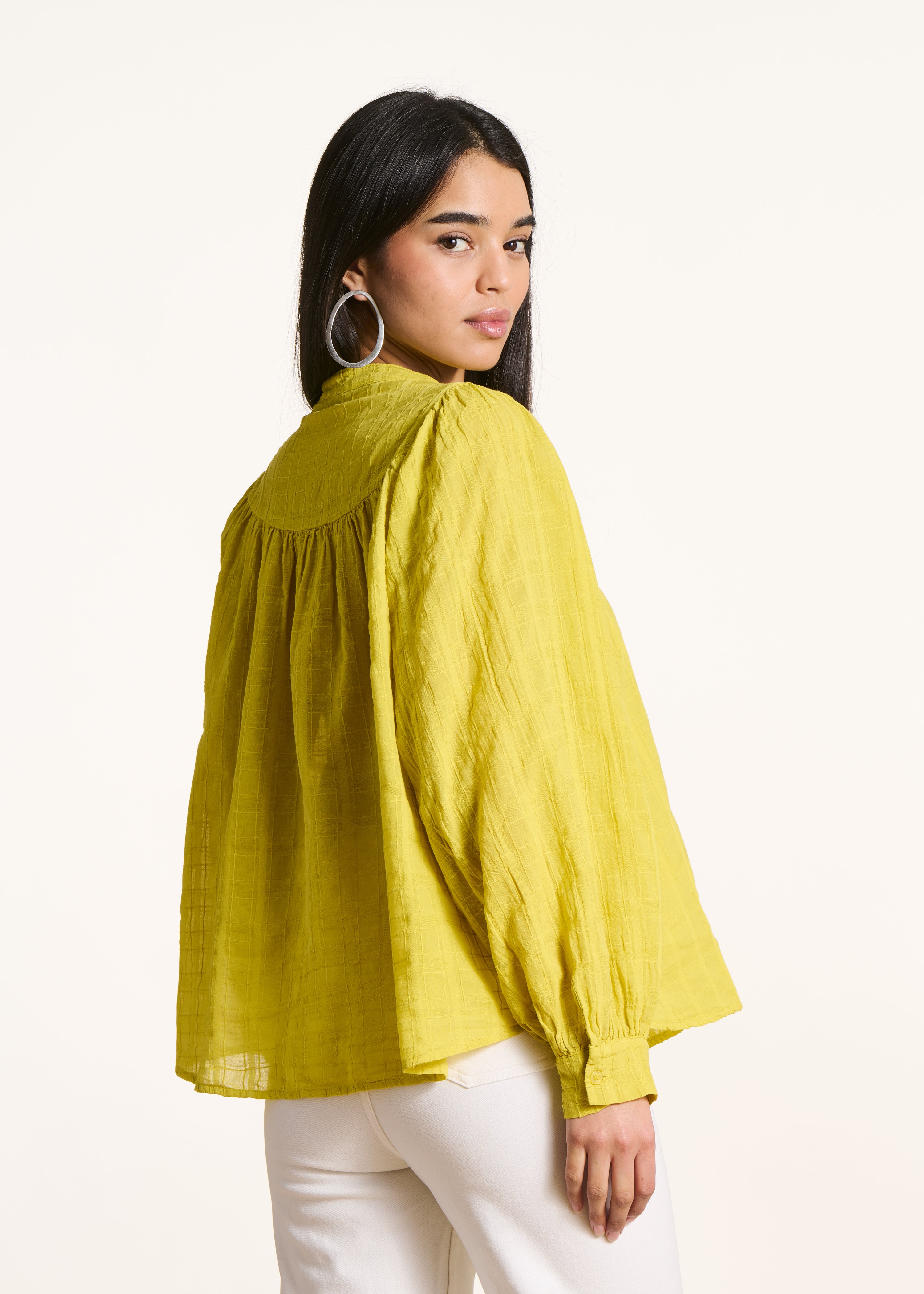 Camicia ampia verde anis in cotone