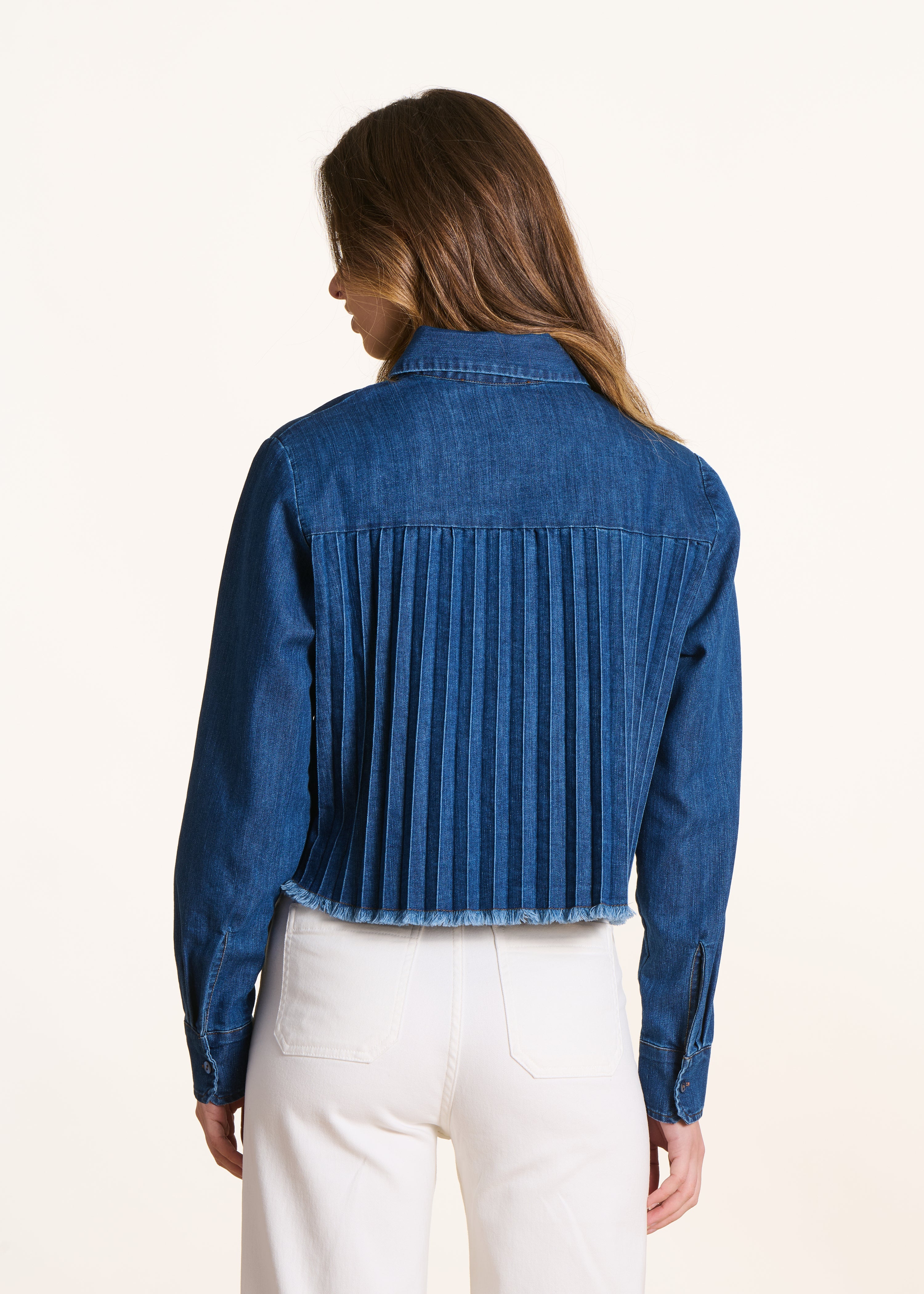 Chemise ample en jean plissée au dos