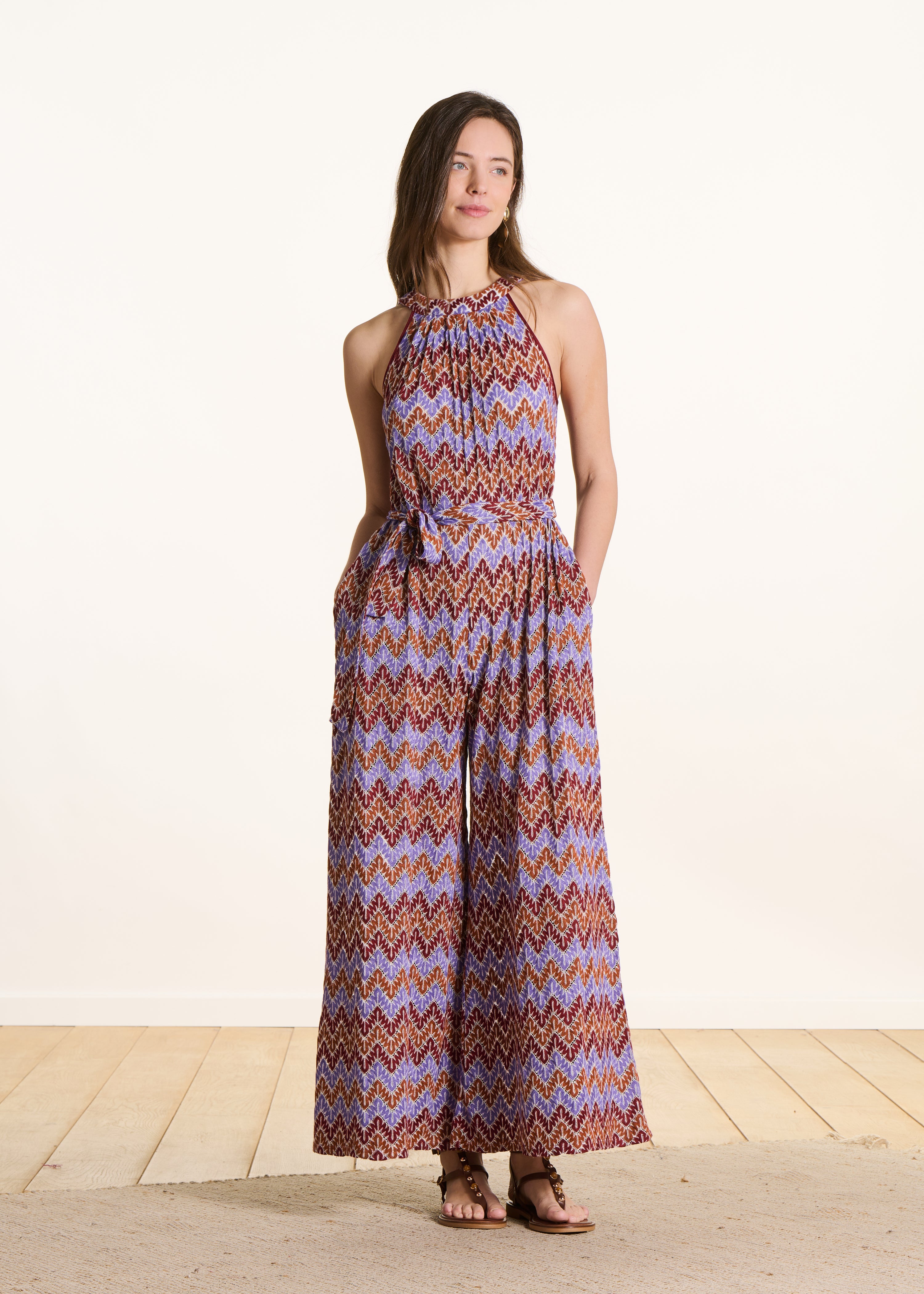 Combinaison sans manches en crochet mauve