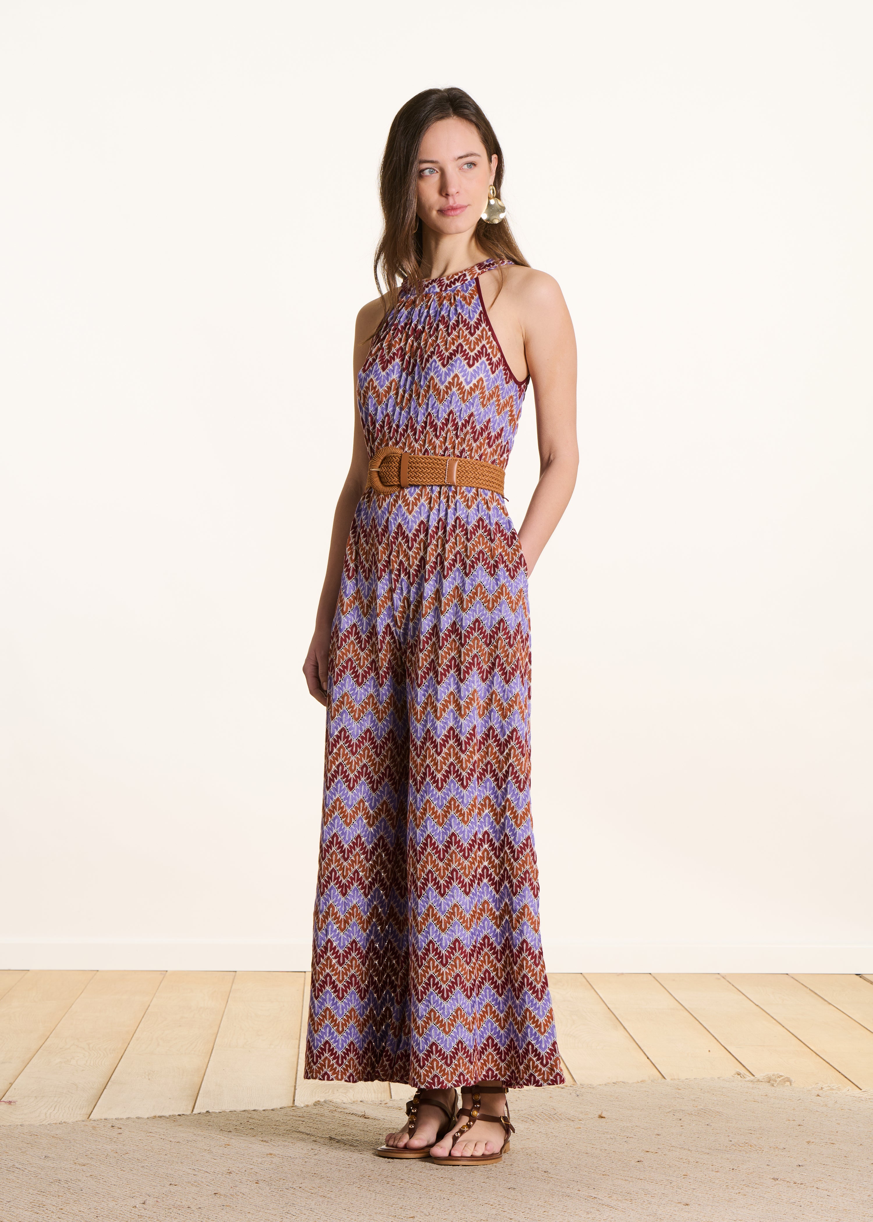 Combinaison sans manches en crochet mauve