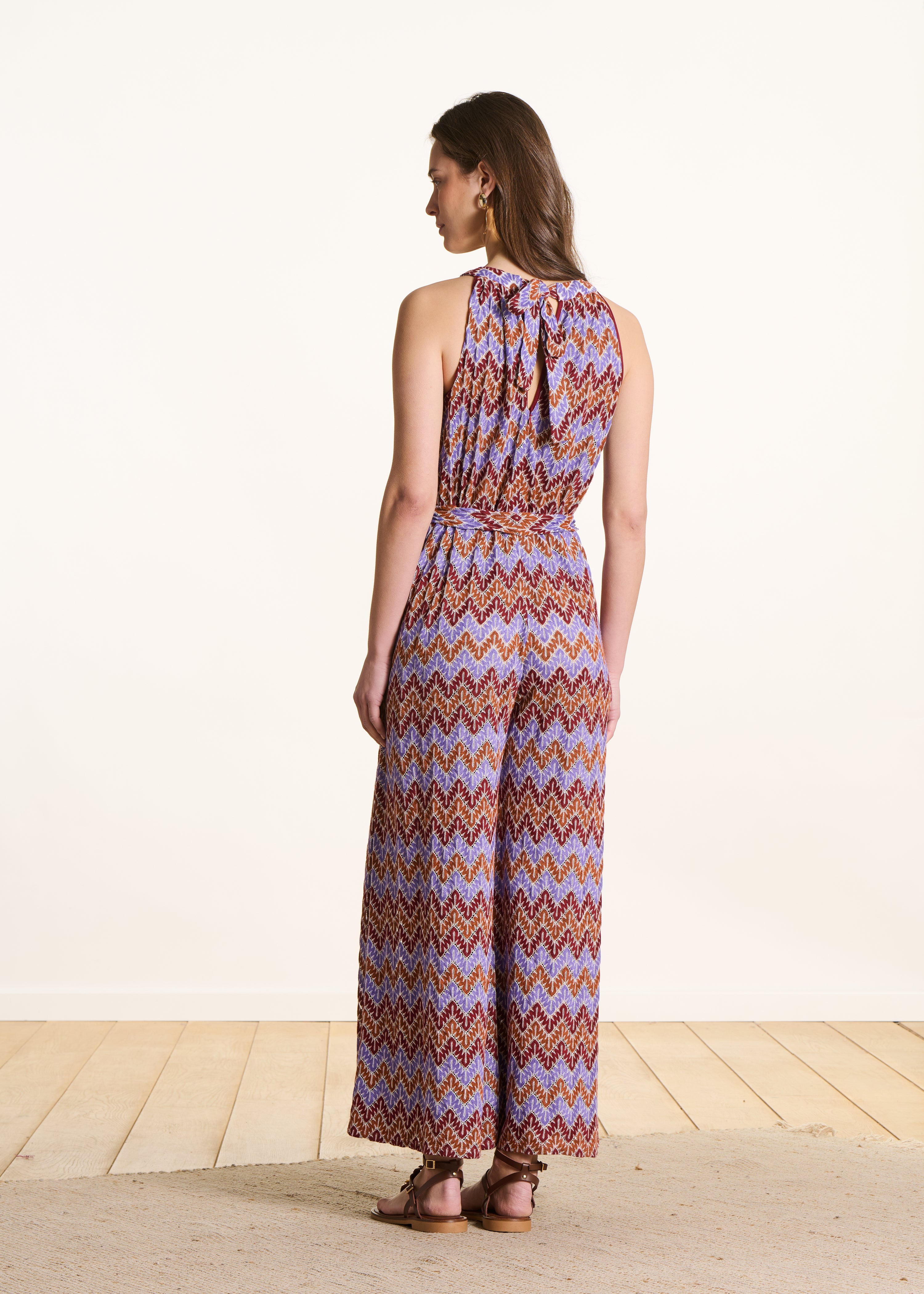 Combinaison sans manches en crochet mauve