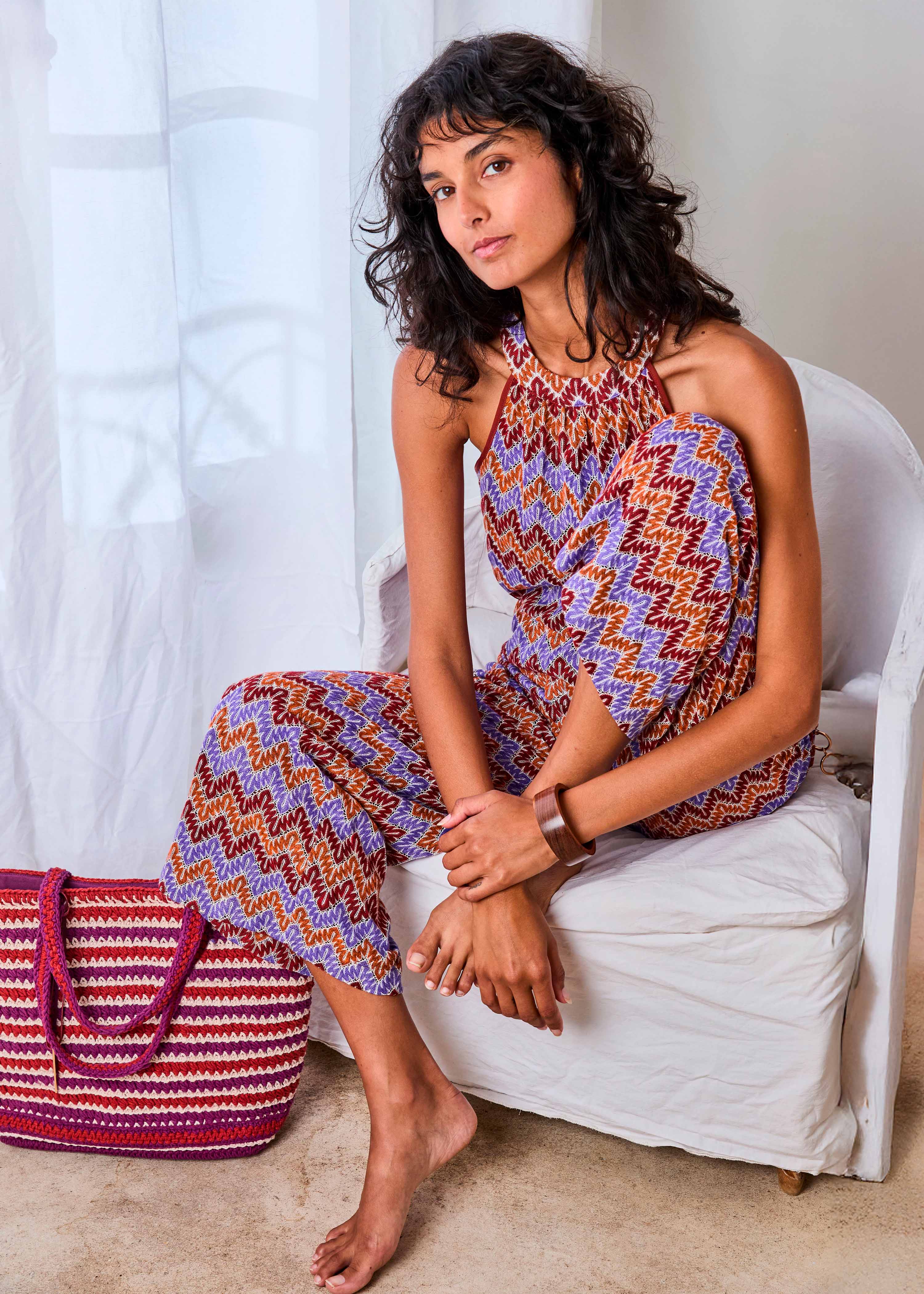 Combinaison sans manches en crochet mauve