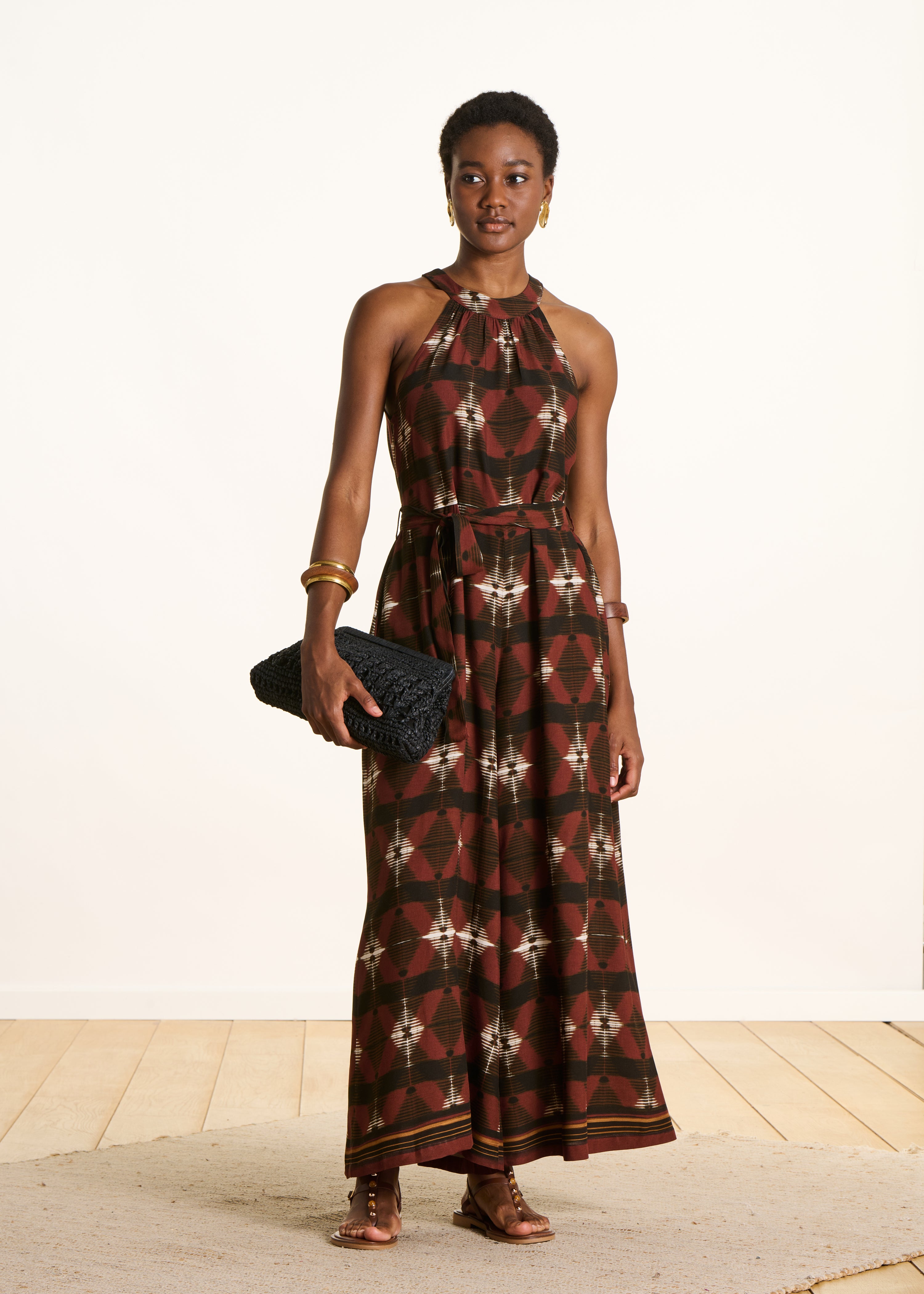 Weite braune Hose mit Print