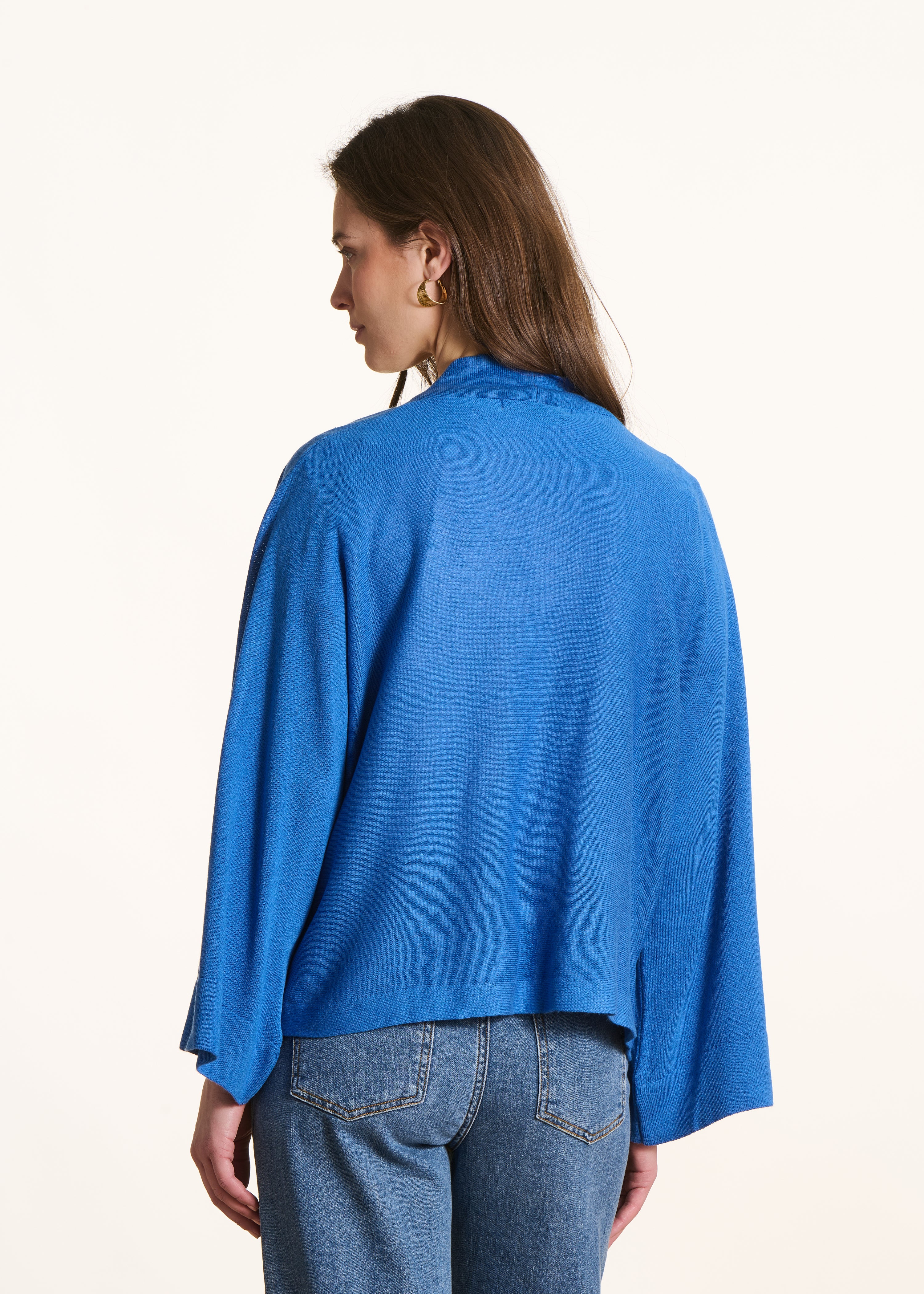 Gilet ampio blu in maglia morbida