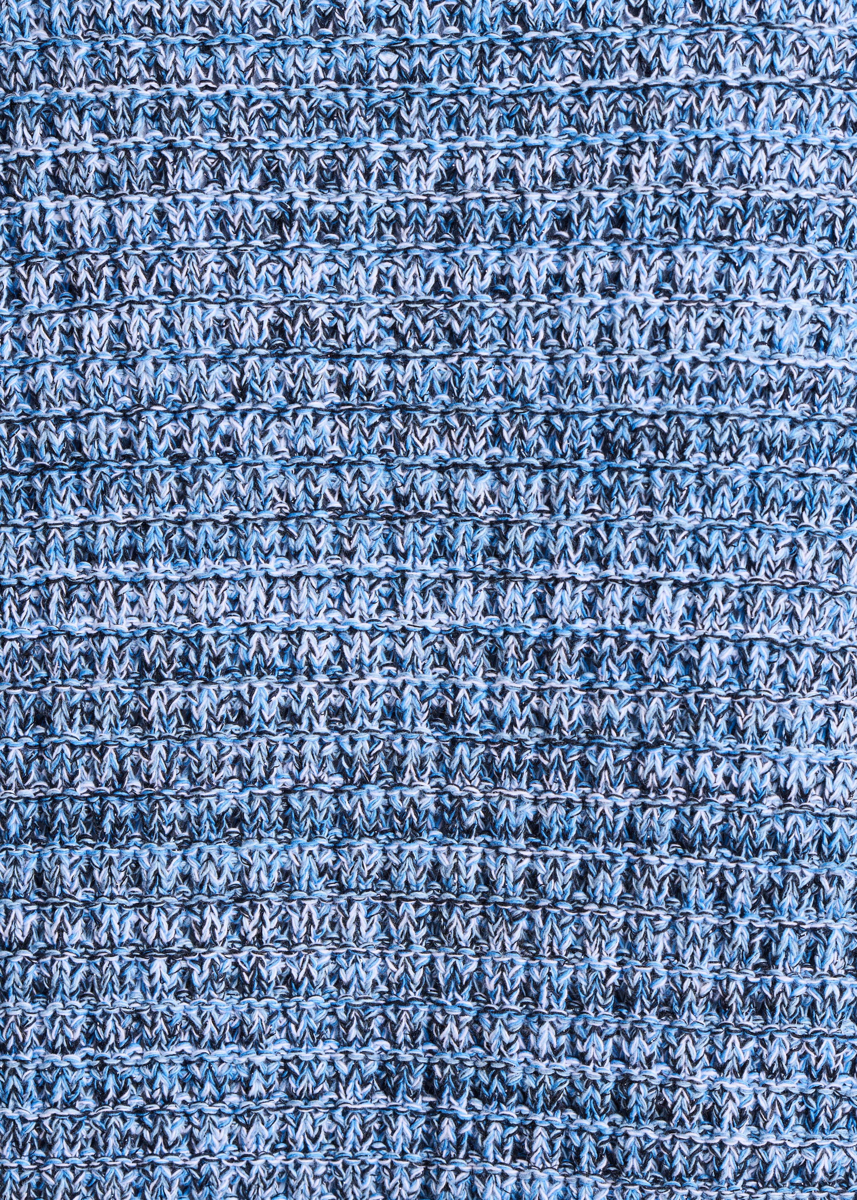 Gilet bleu ouvert en maille chinée
