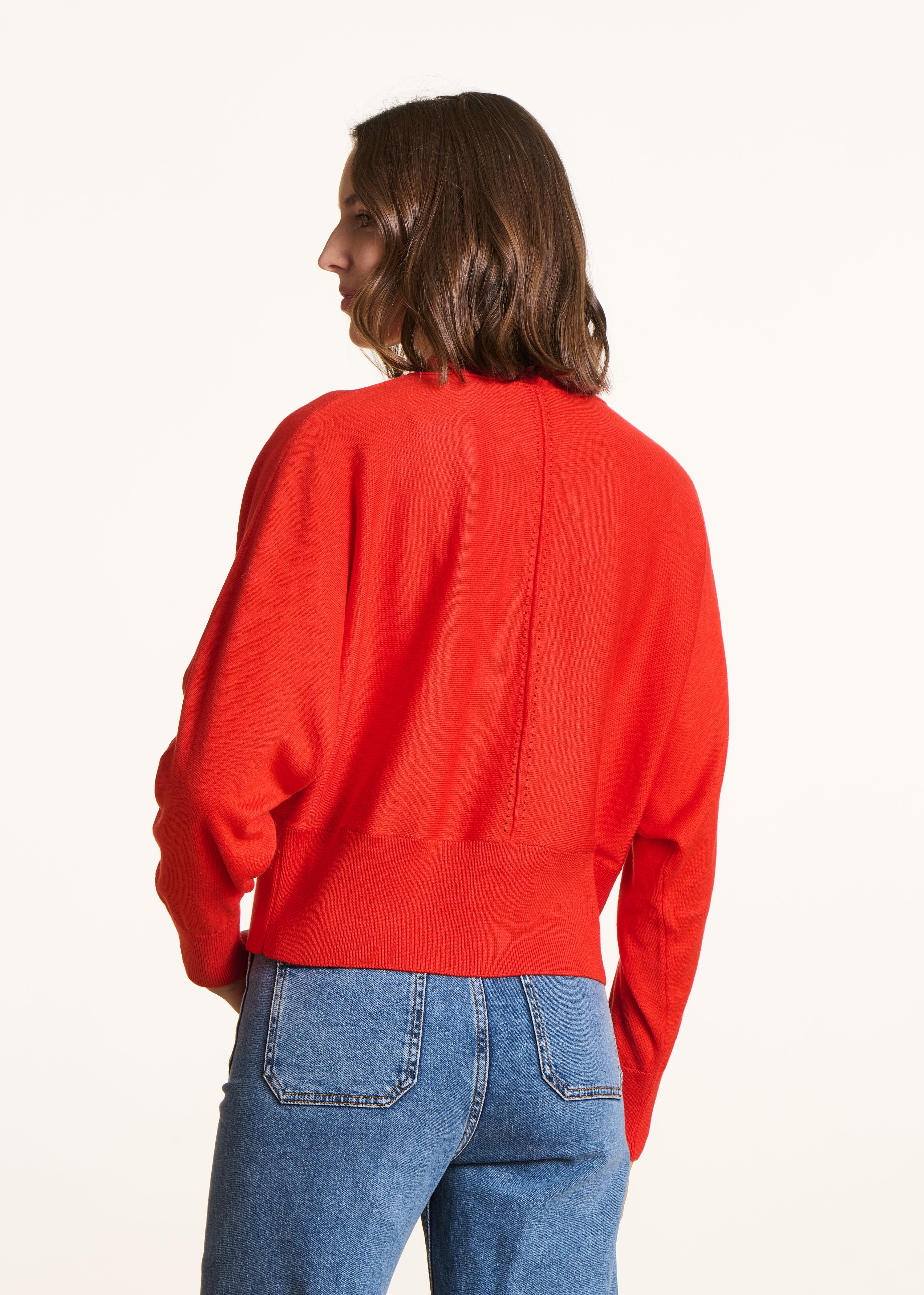 Loose red fine knit cardigan