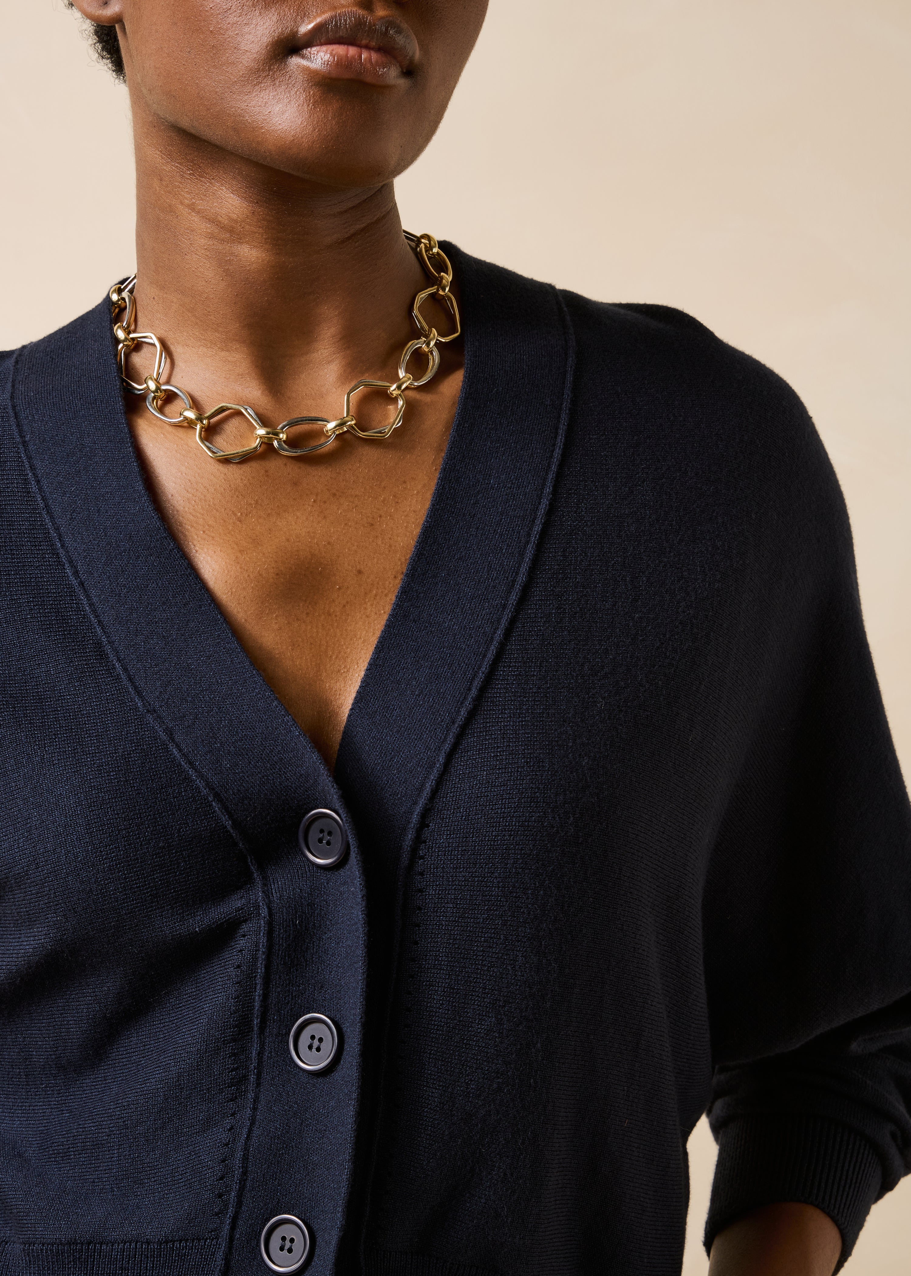 Gilet bleu foncé ample en maille fine