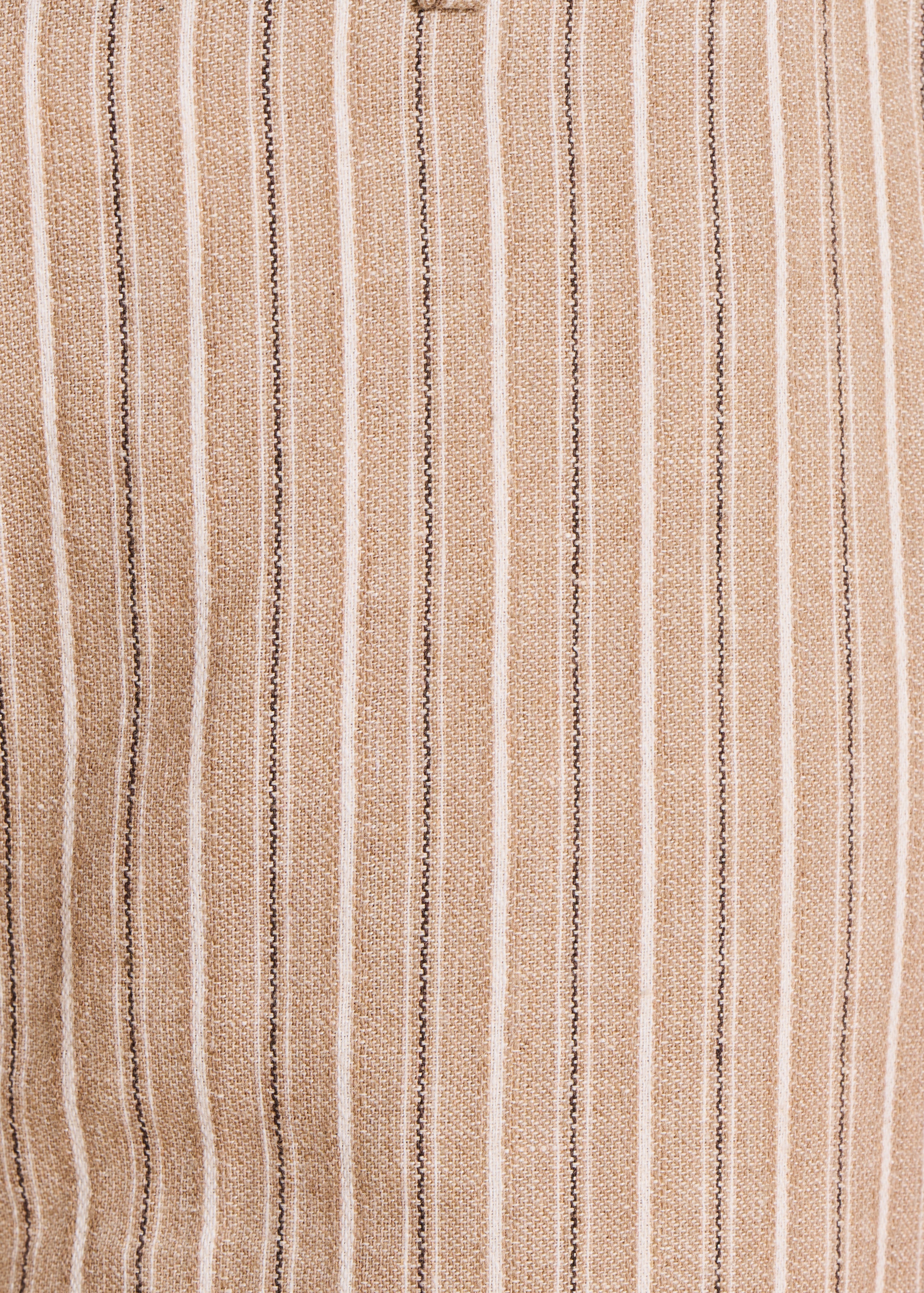 Rechte en wijde beige gestreepte broek met hoge taille
