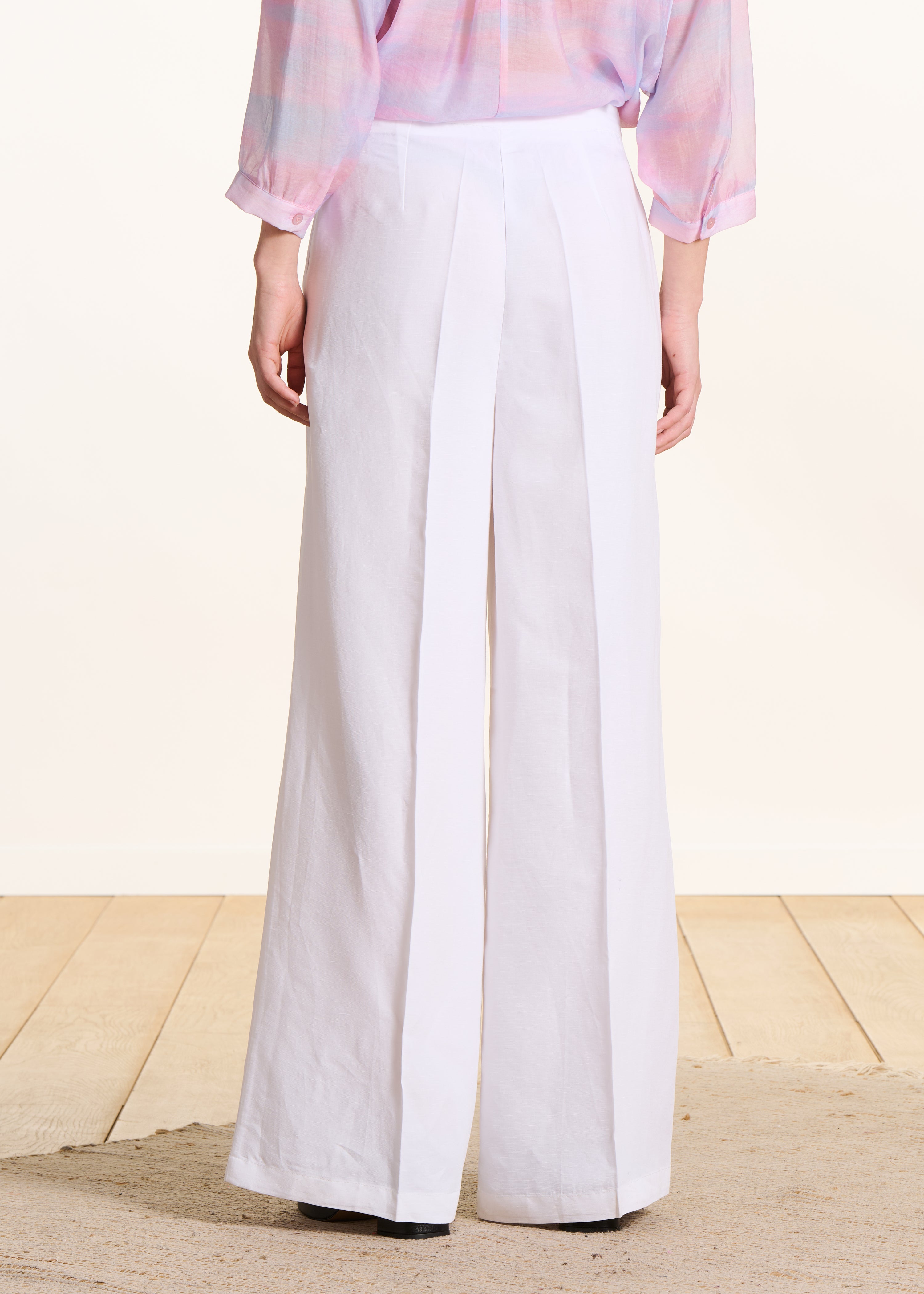 Witte wijde broek met hoge taille
