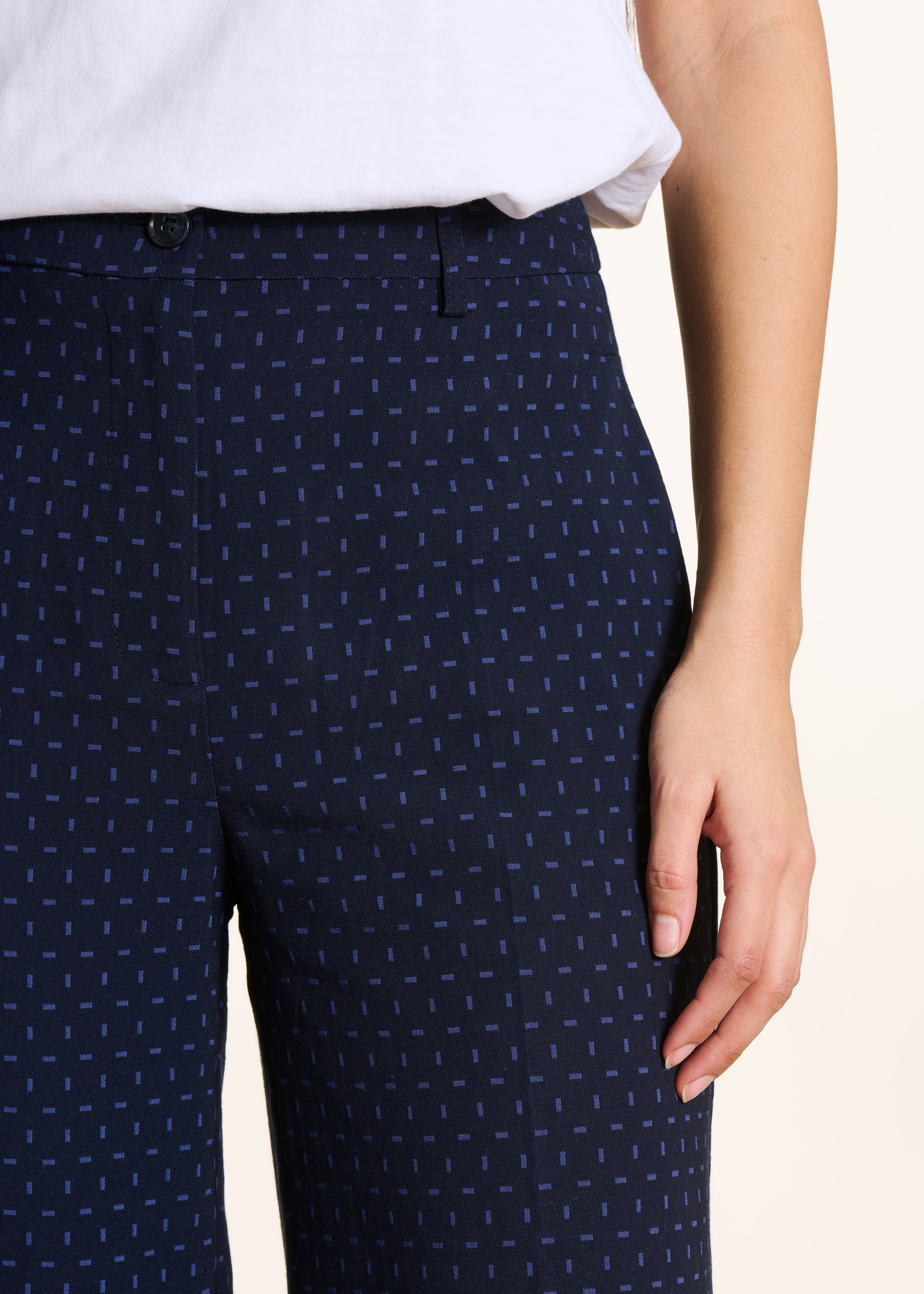 Pantalon cropped en jacquard bleu