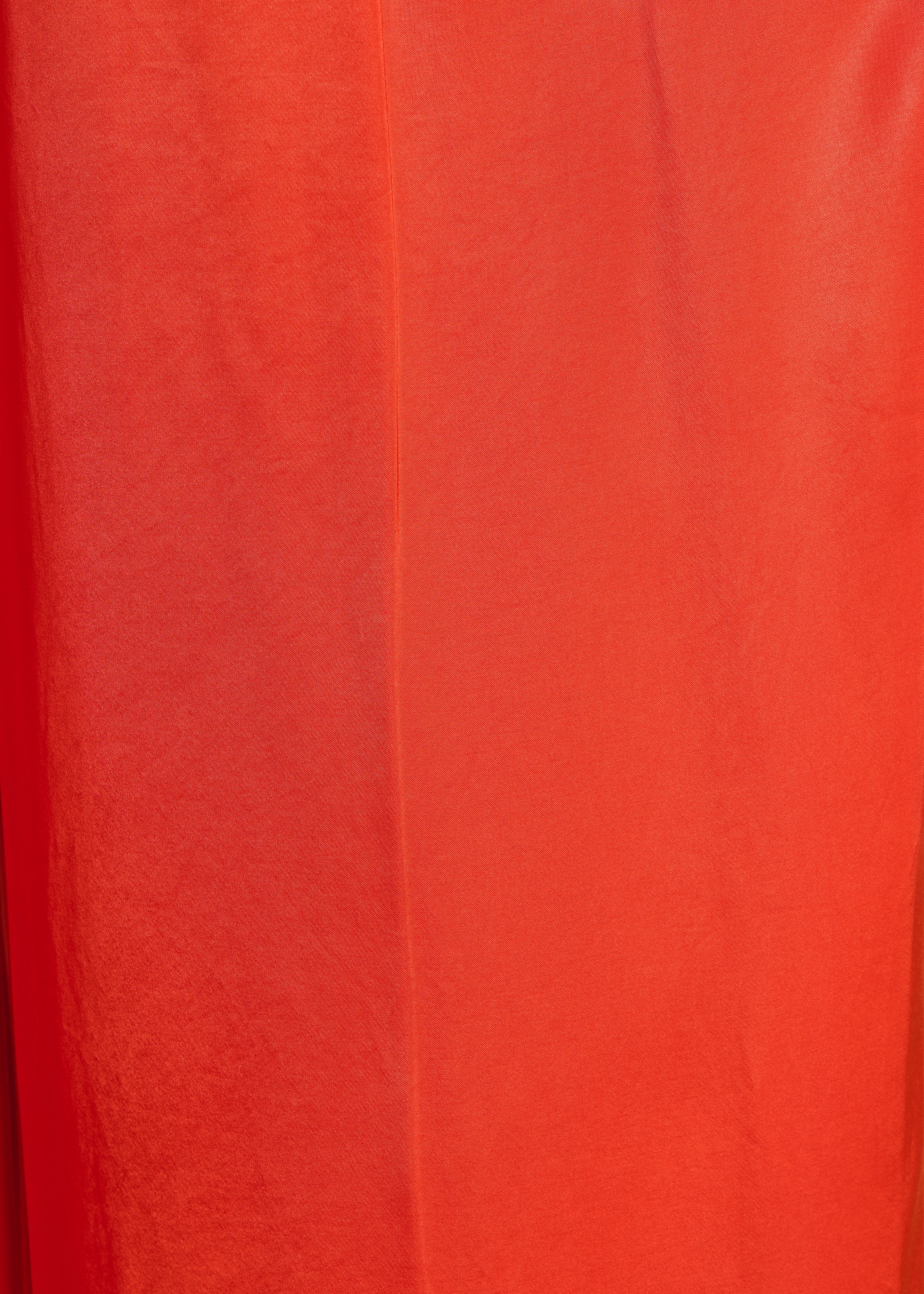 Wijde oranje satijnen broek met hoge taille