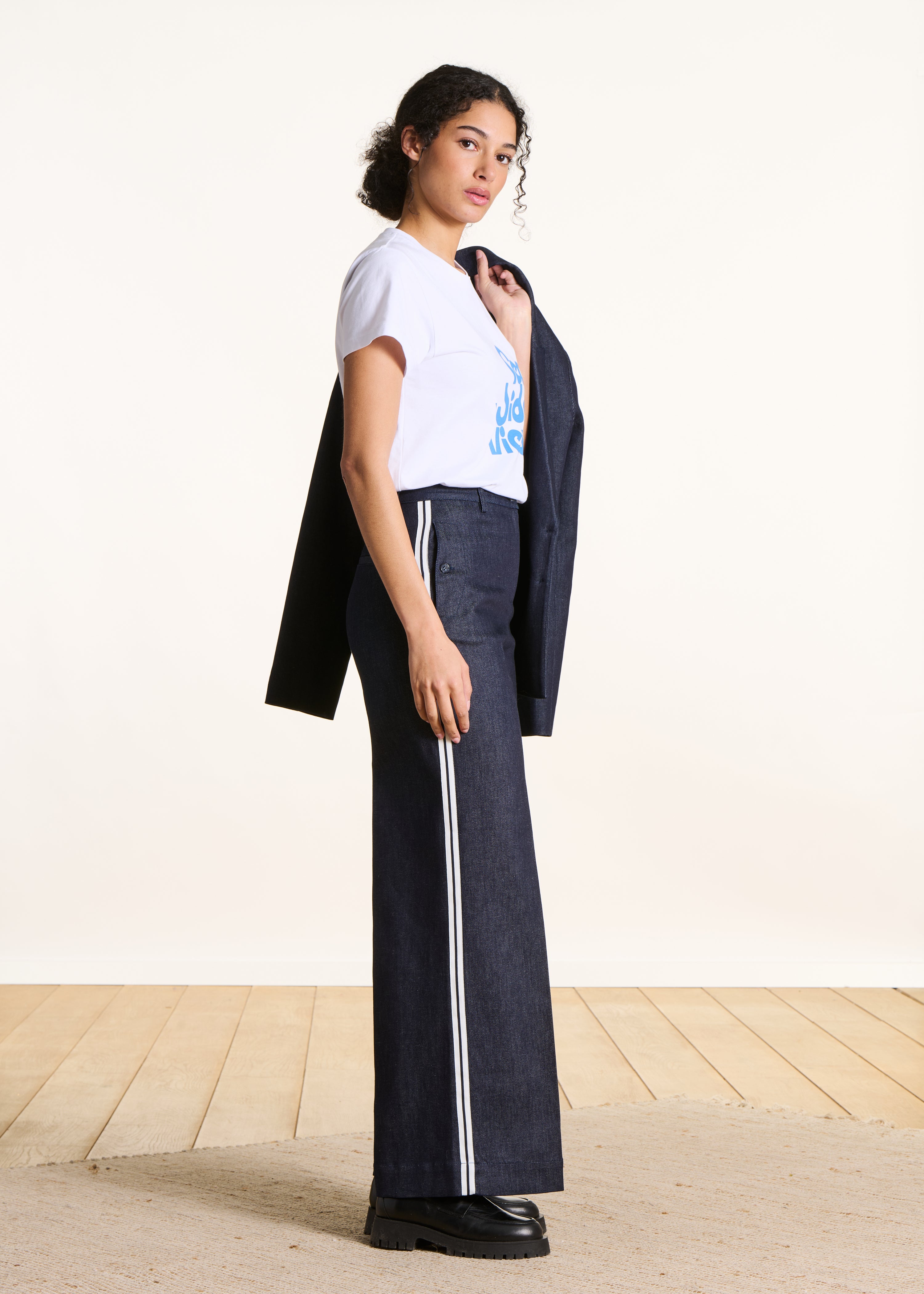 Rechte broek van ruwe denim