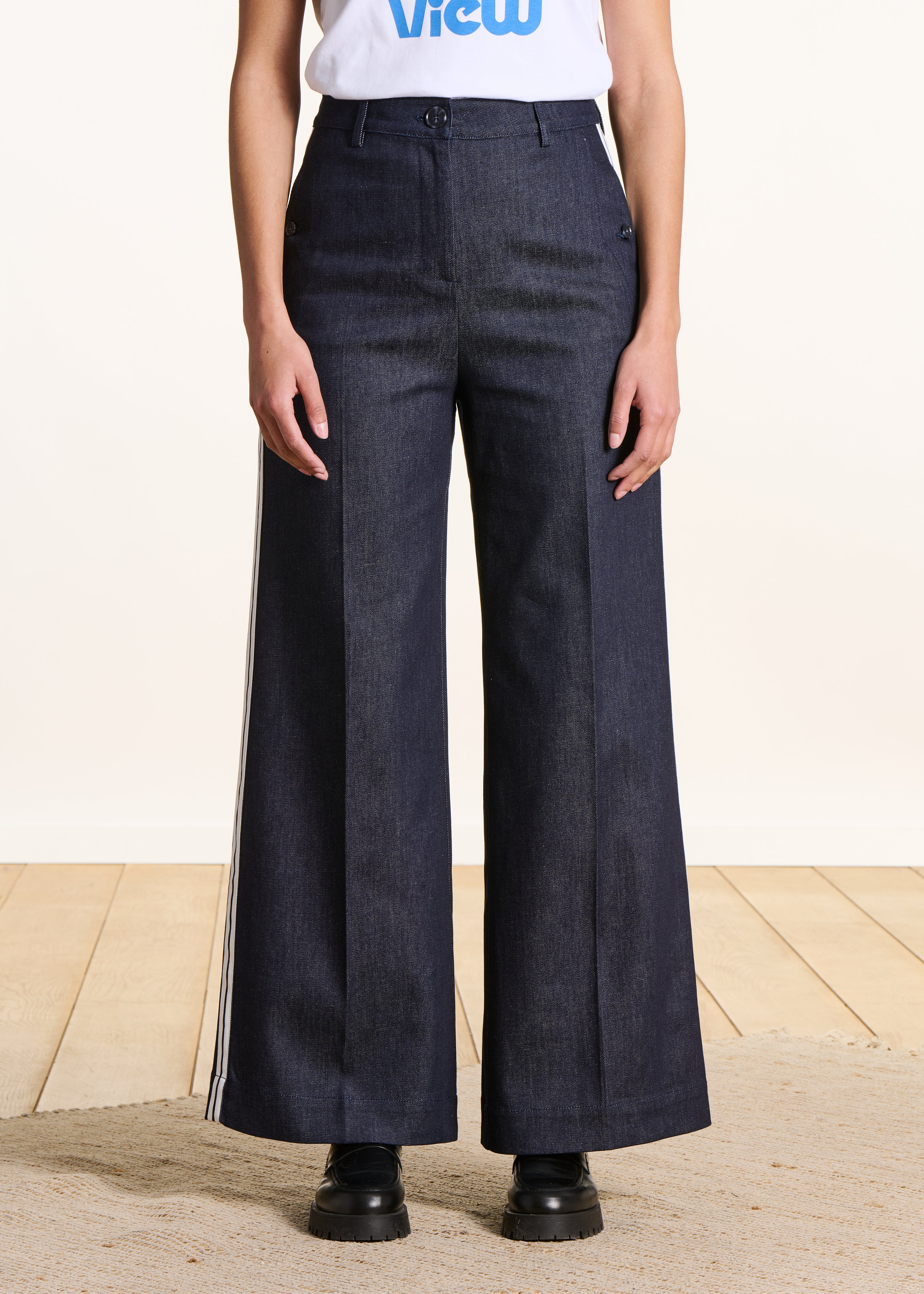 Rechte broek van ruwe denim
