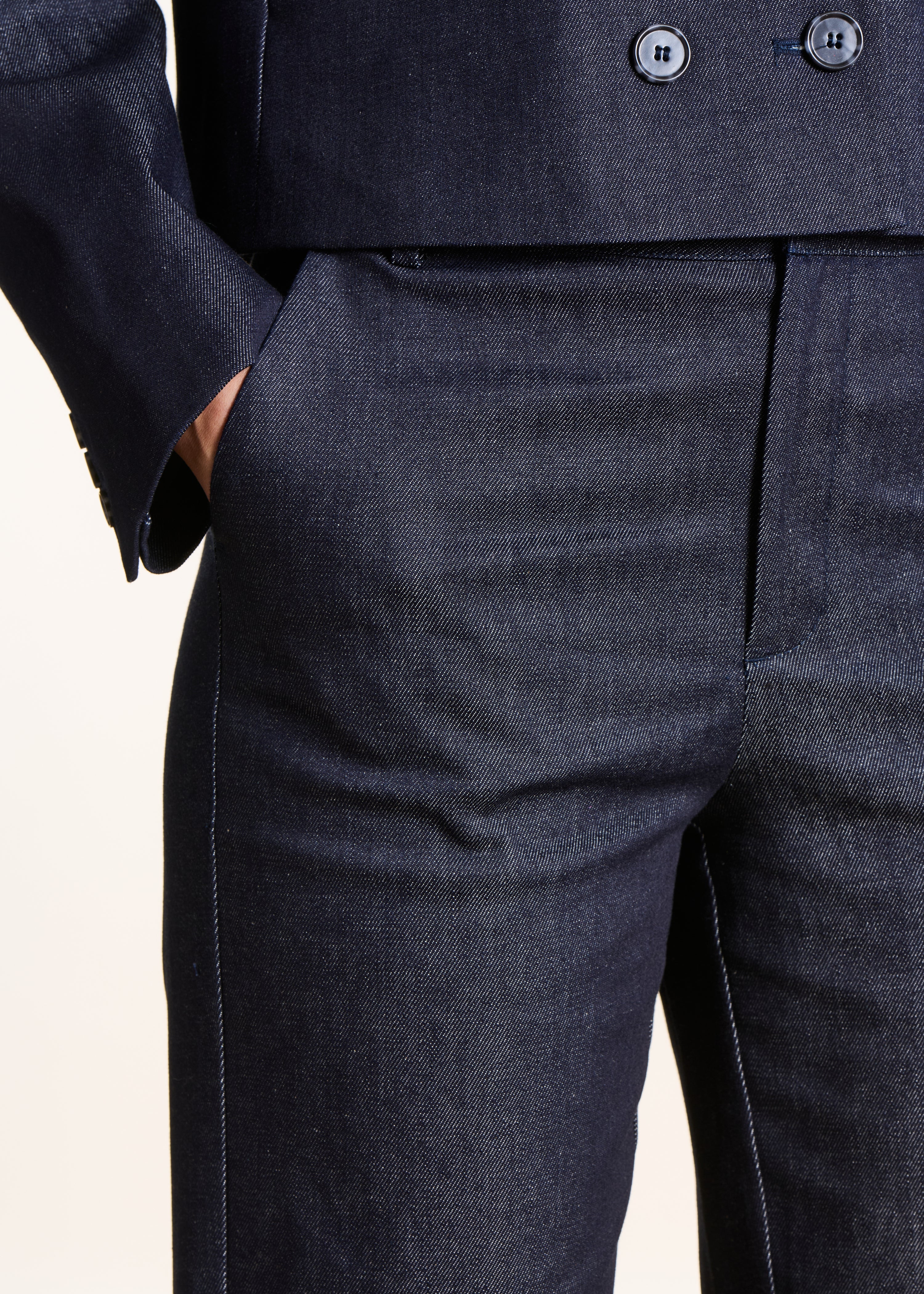 Pantalon droit 7/8ème en denim brut