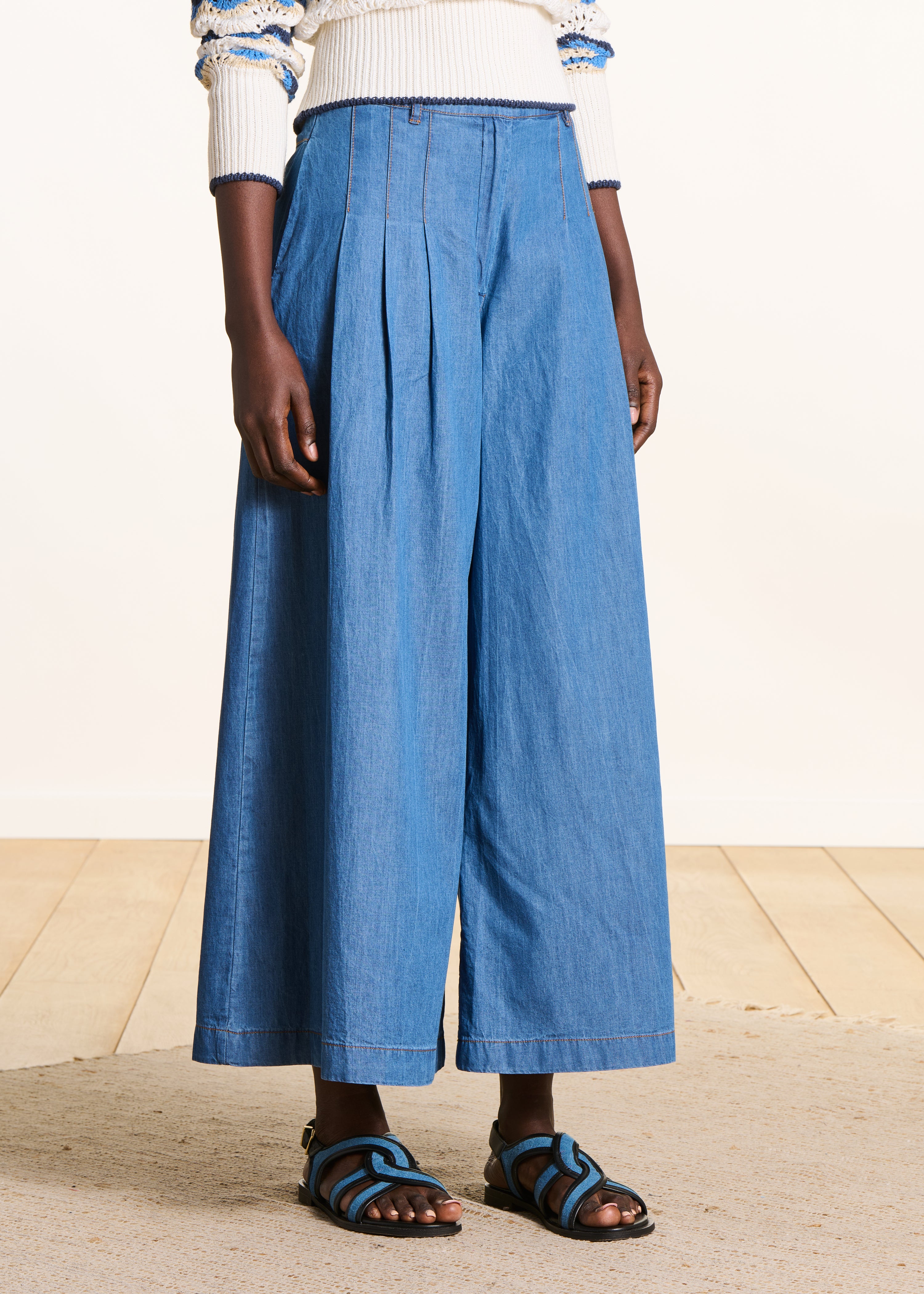 Pantalone largo in denim morbido