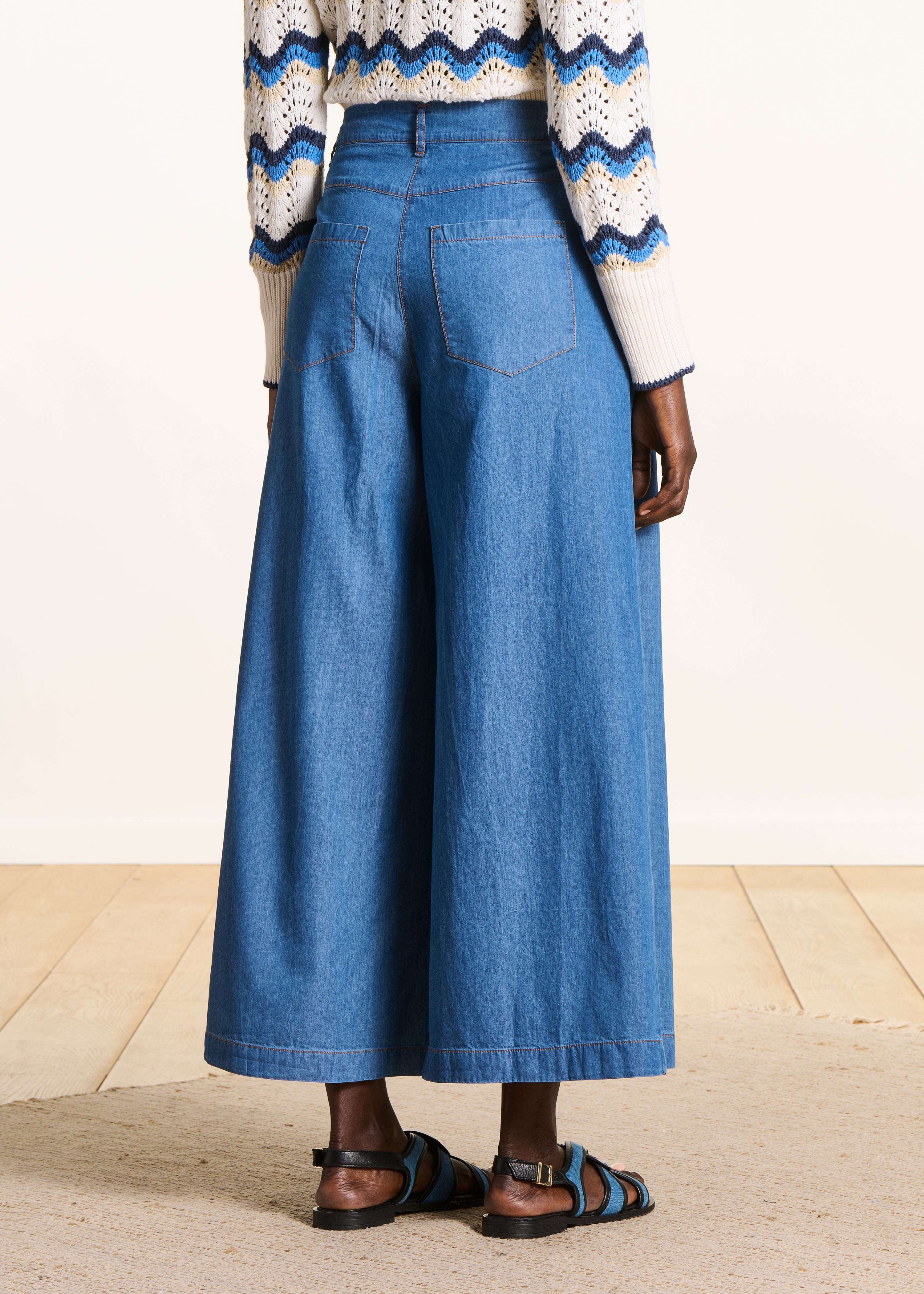 Pantalone largo in denim morbido