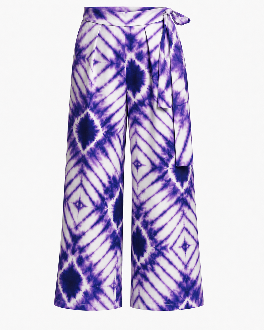 Weite violette Hose mit Gürtelmuster