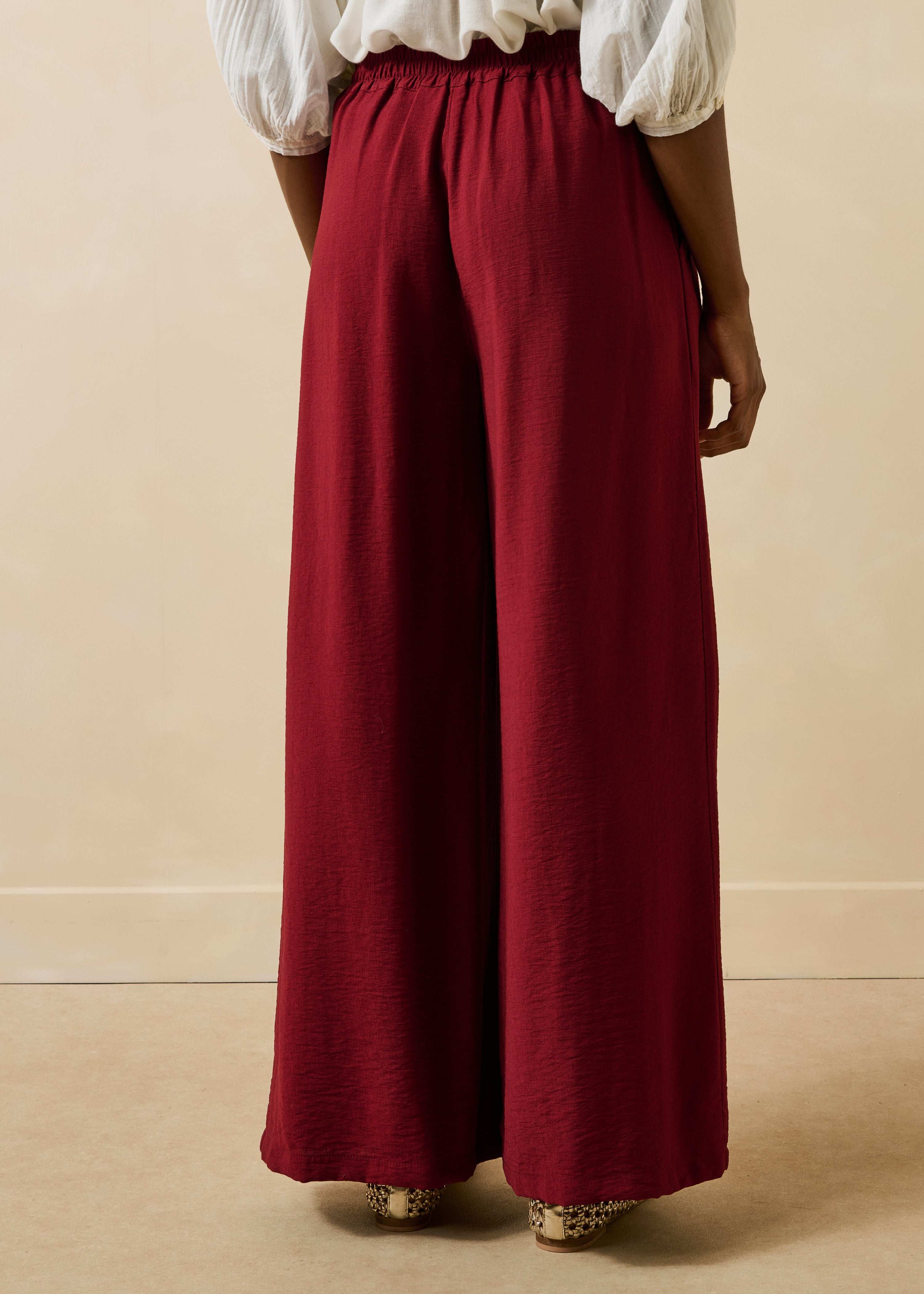Wide Bordeaux Jacquard Trousers