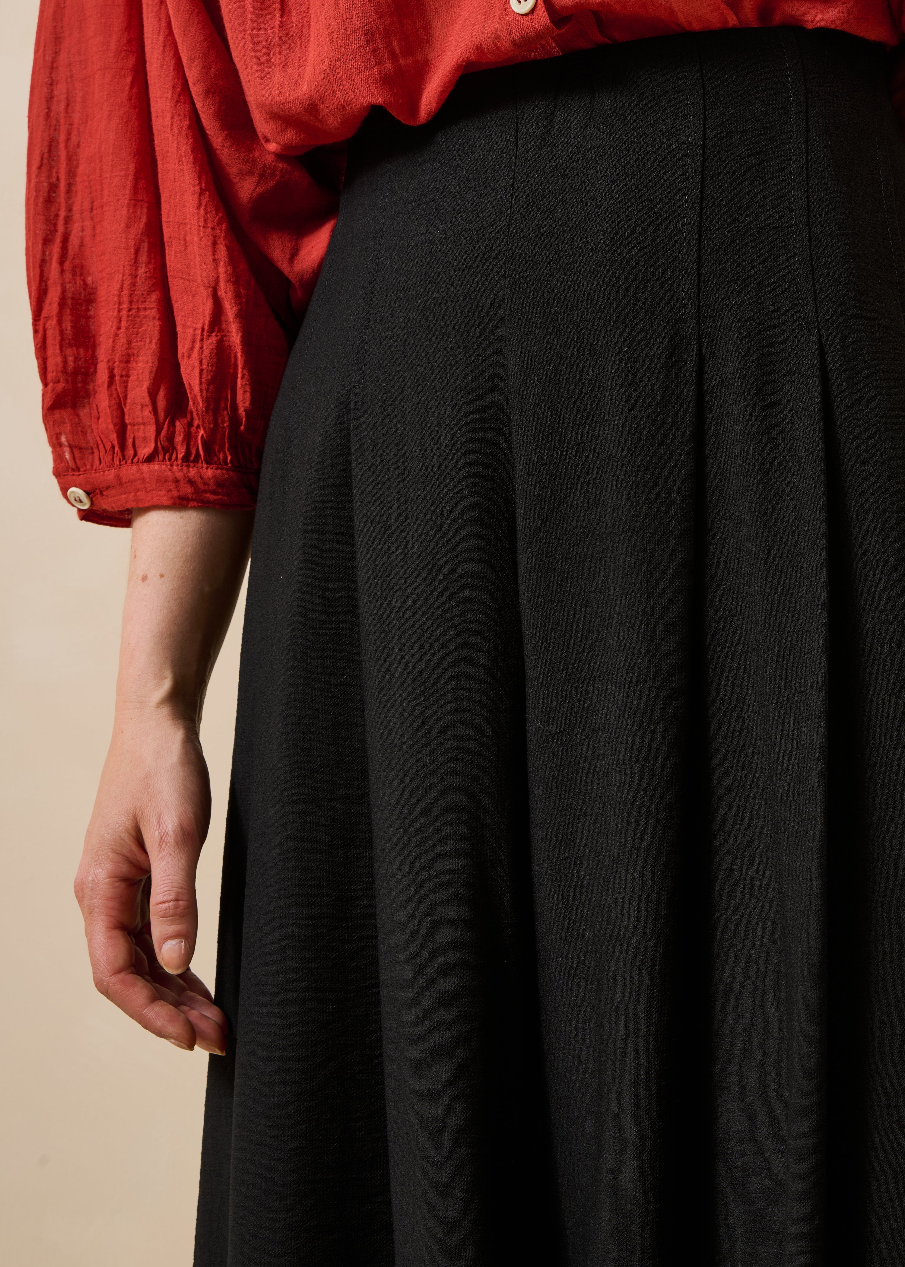 Pantalon noir long taille haute élastiquée