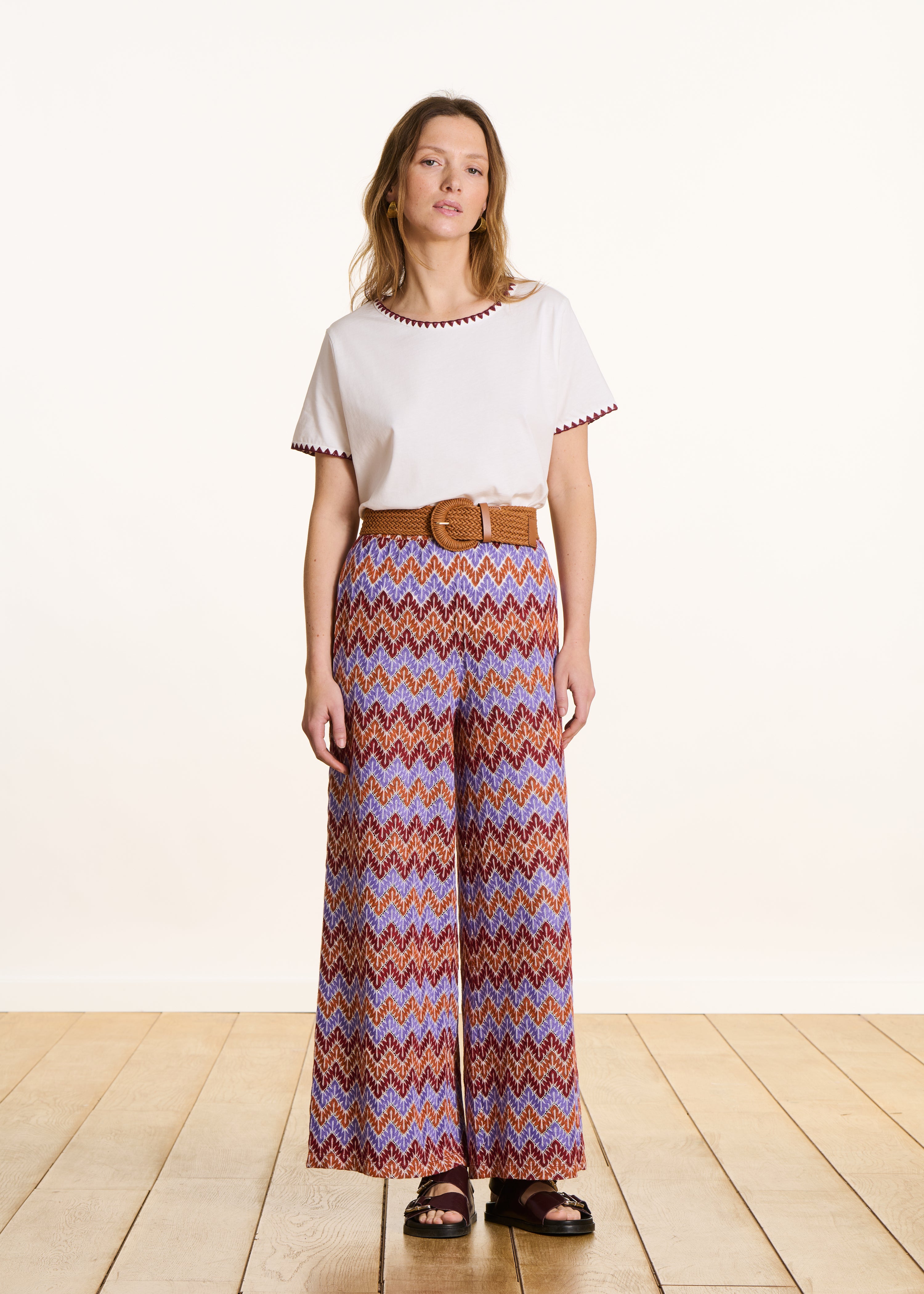 Straight 7/8 Crochet Pants in Mauve