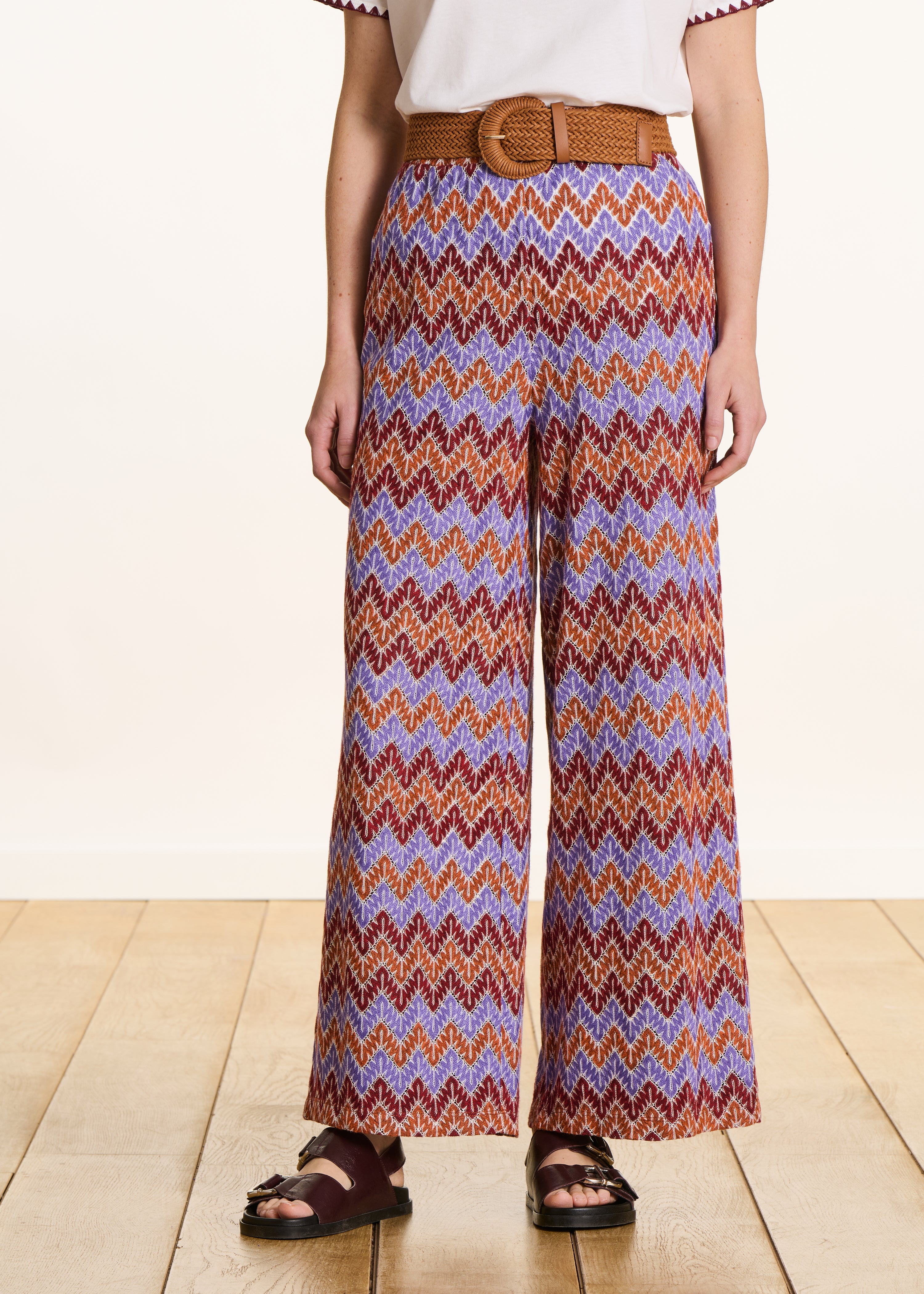 Straight 7/8 Crochet Pants in Mauve