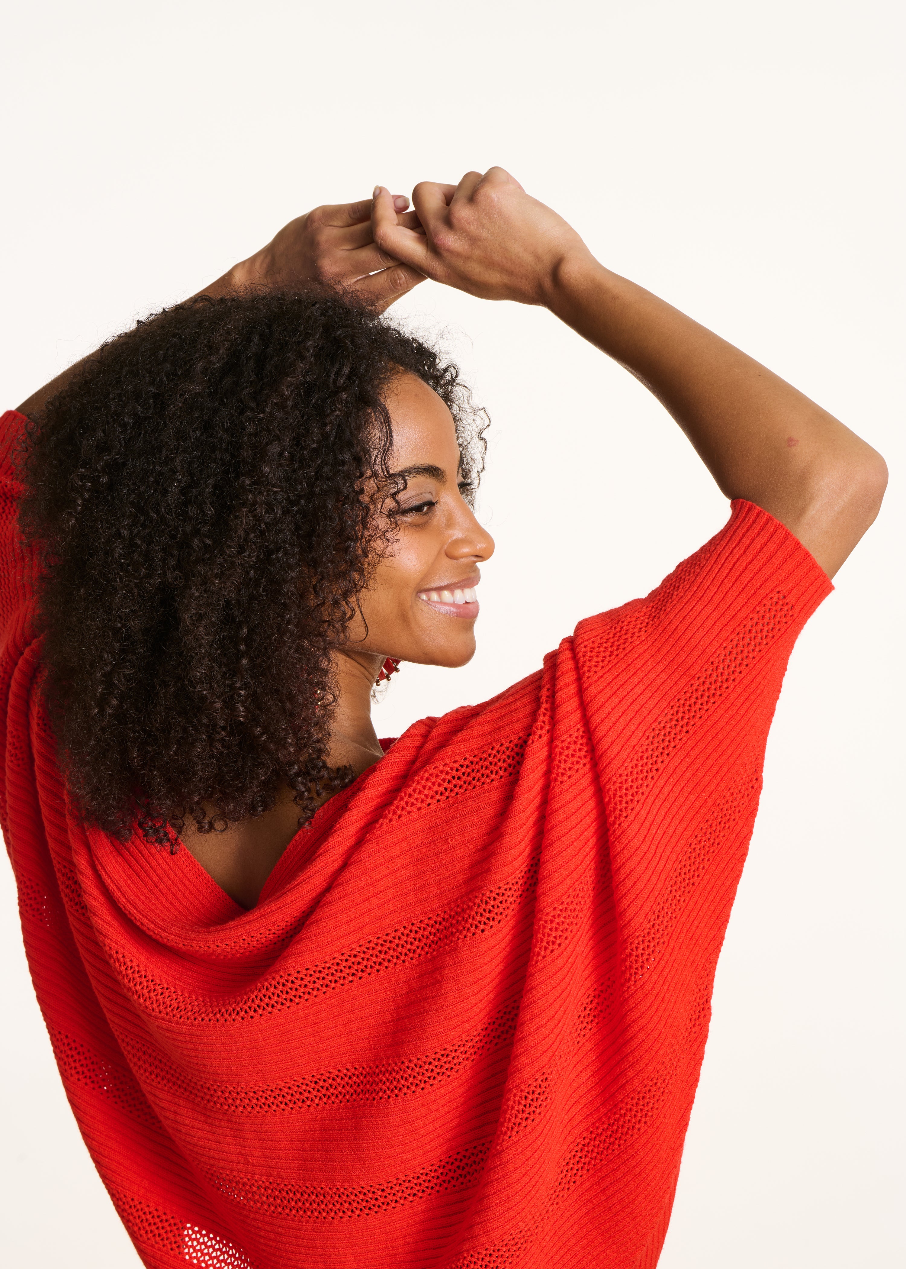 Red long-sleeve cape sweater