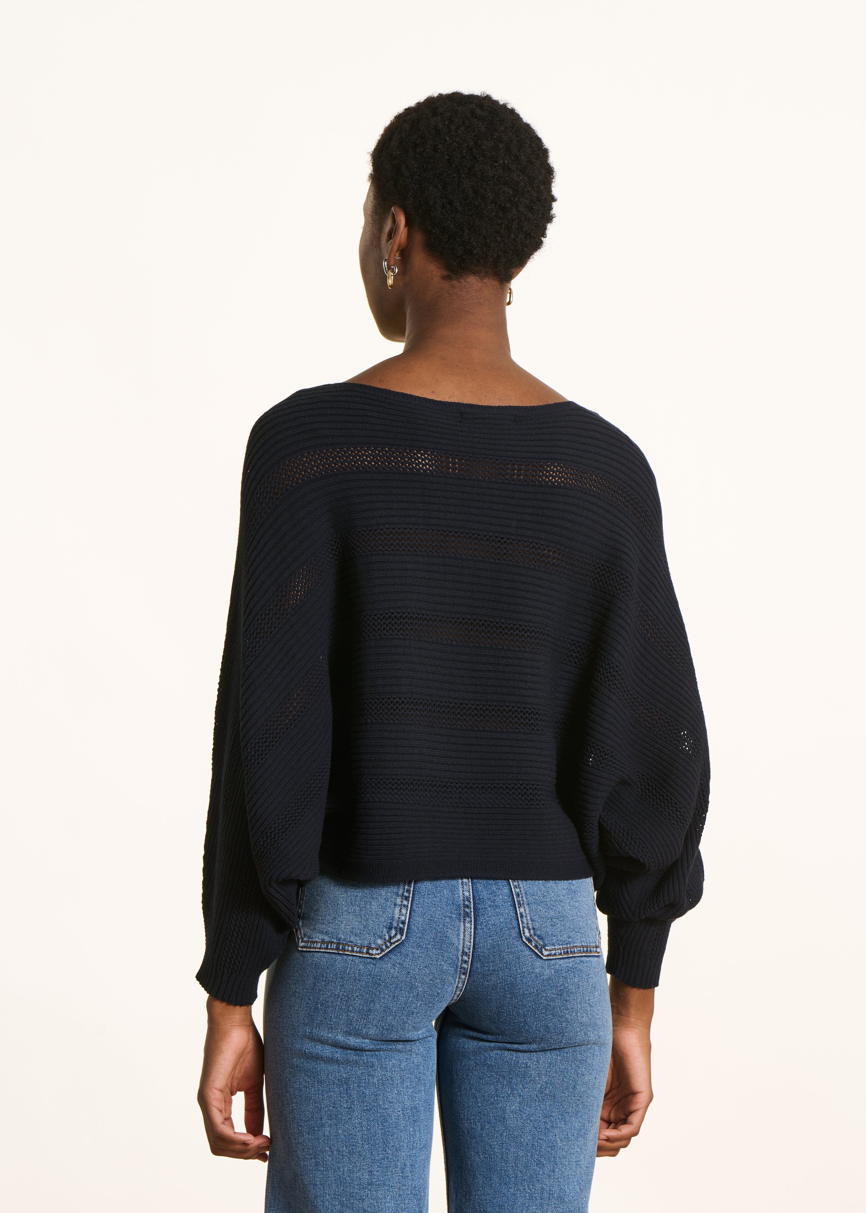 Dark blue long-sleeve cape sweater