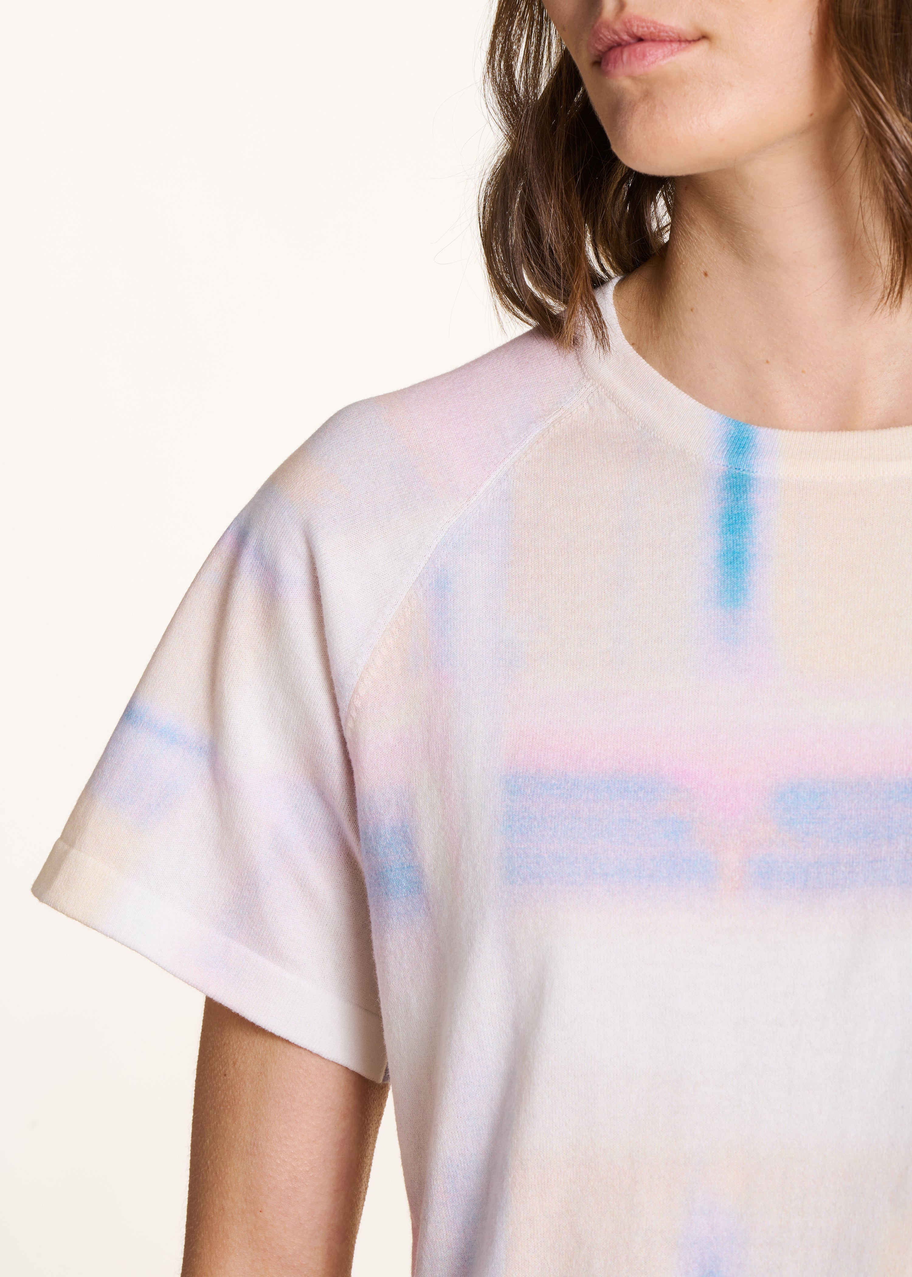 Short sleeve organic cotton tie-dye pastel sweater