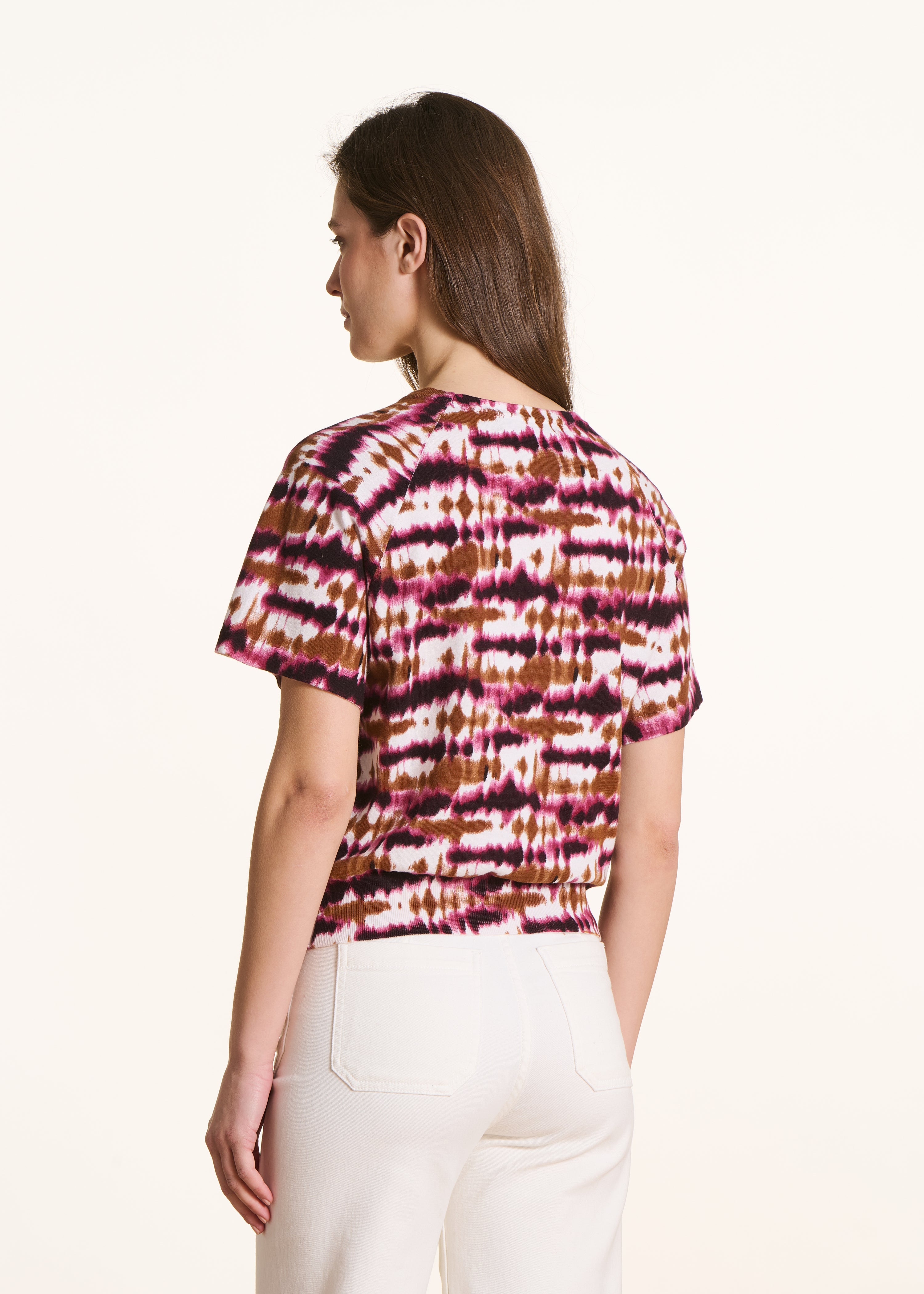 Maglia a maniche corte bordeaux stampata in cotone biologico