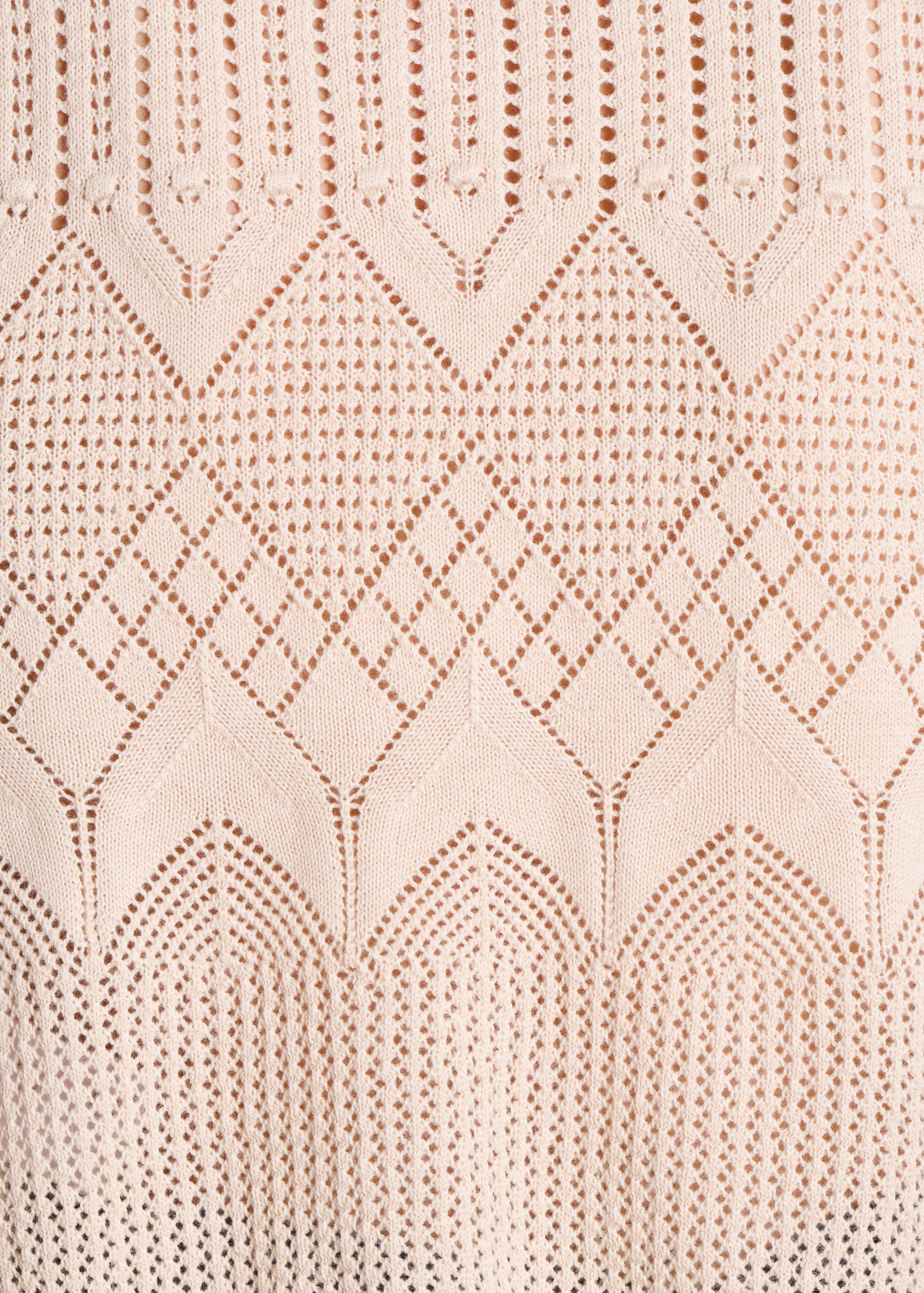 Maglia corta beige senza maniche in maglia traforata