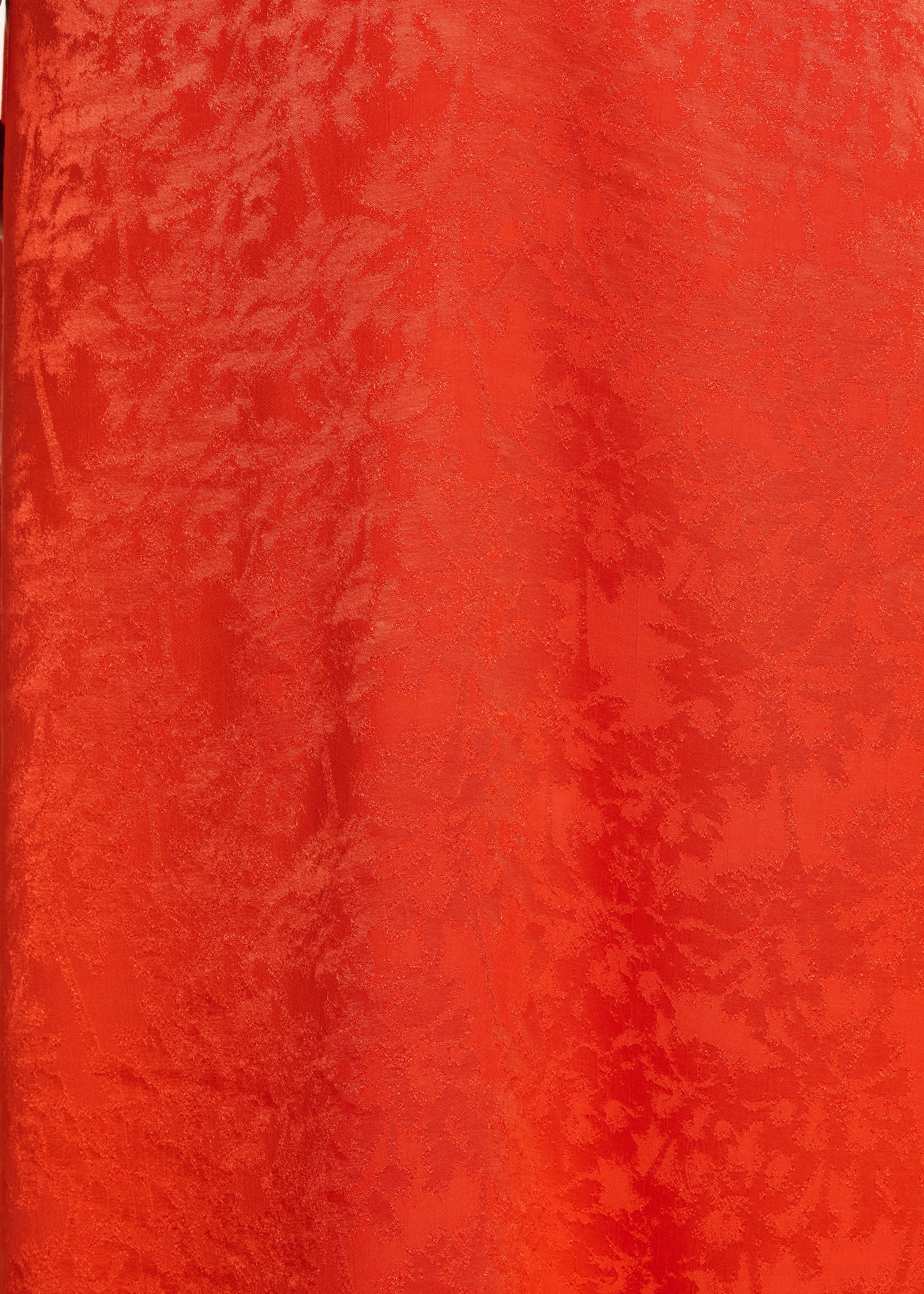 Fließendes langes Kleid in Orange aus Jacquard