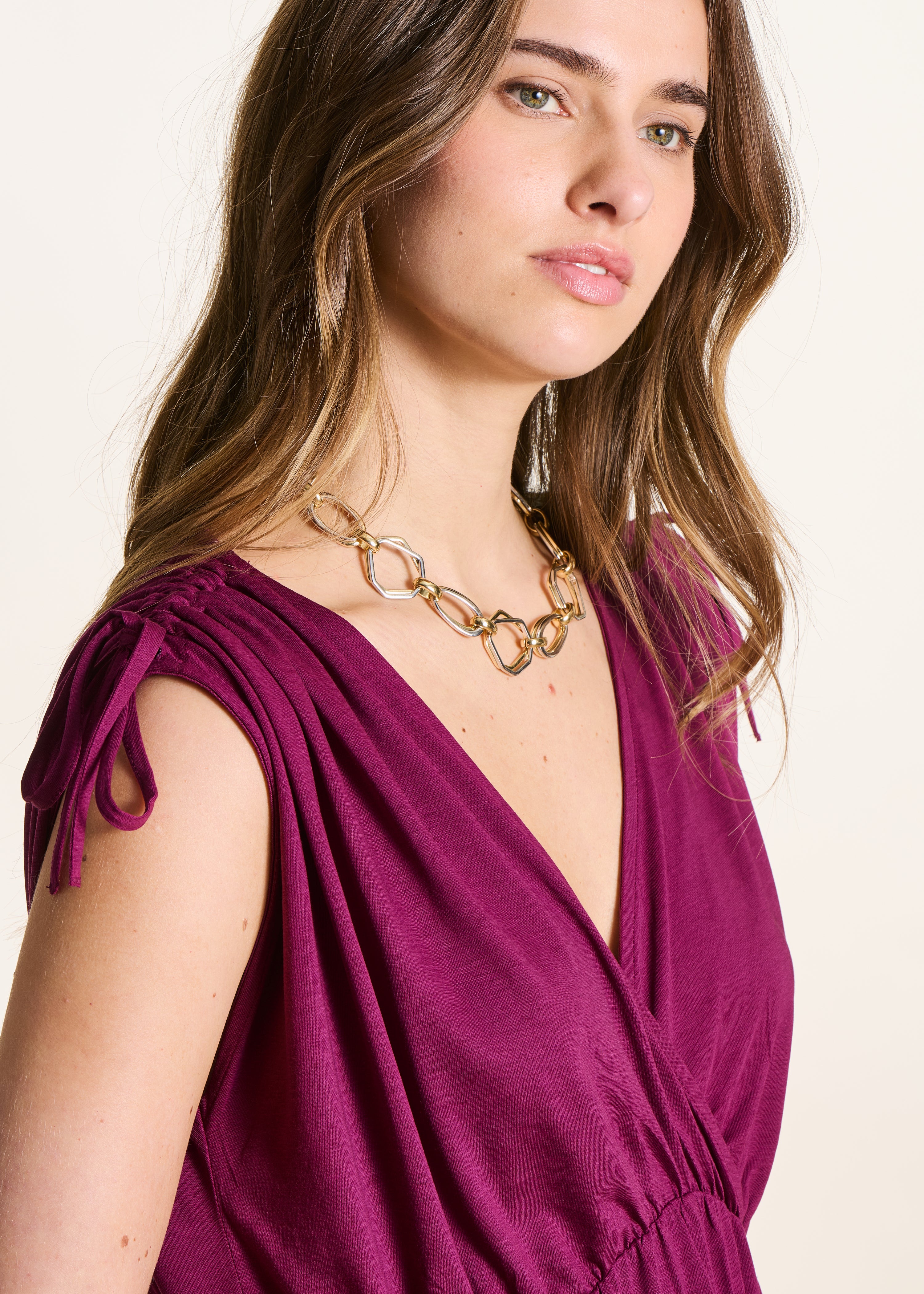 Long purple lyocell dress