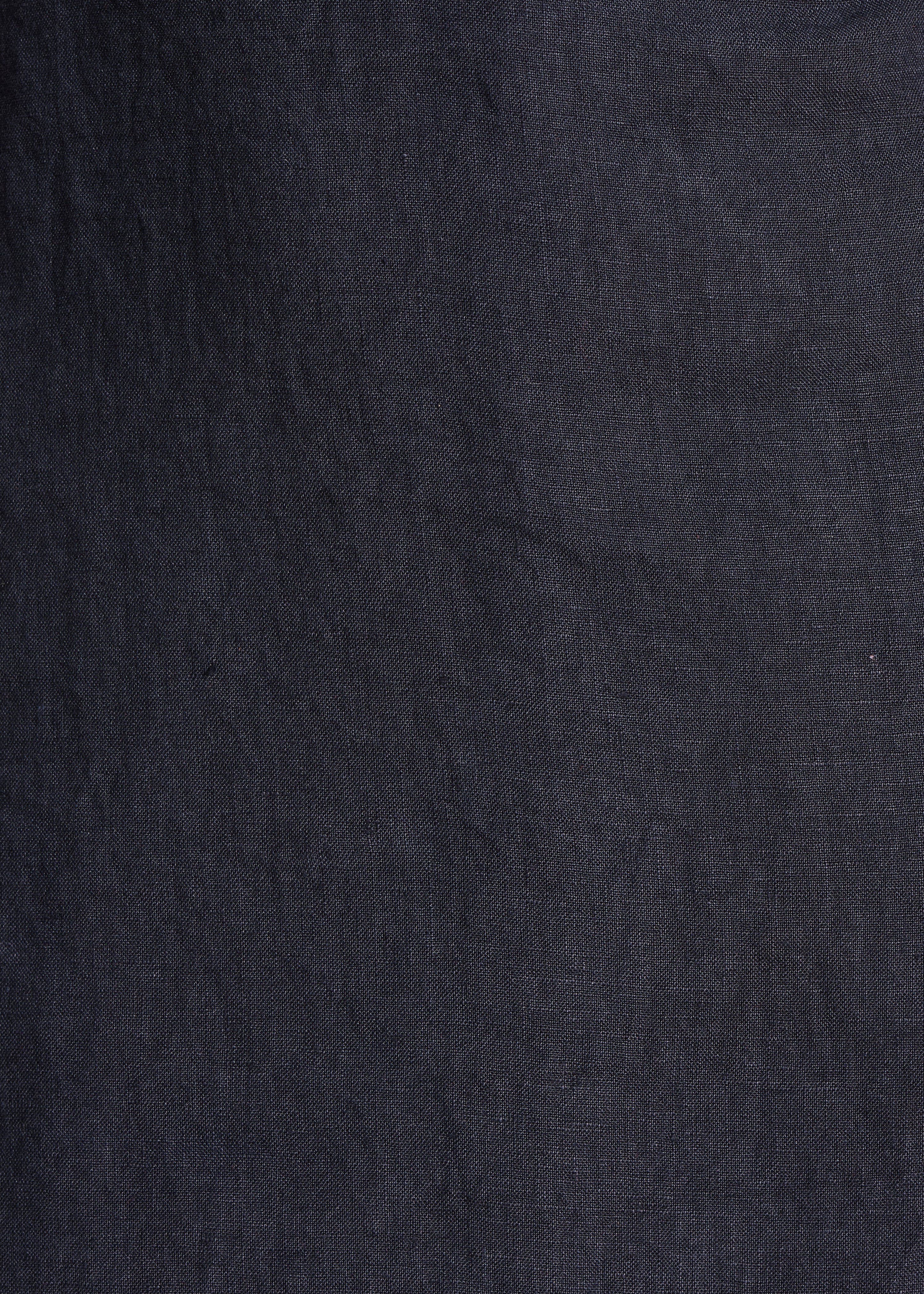 Robe courte ample bleu foncé en lin col V