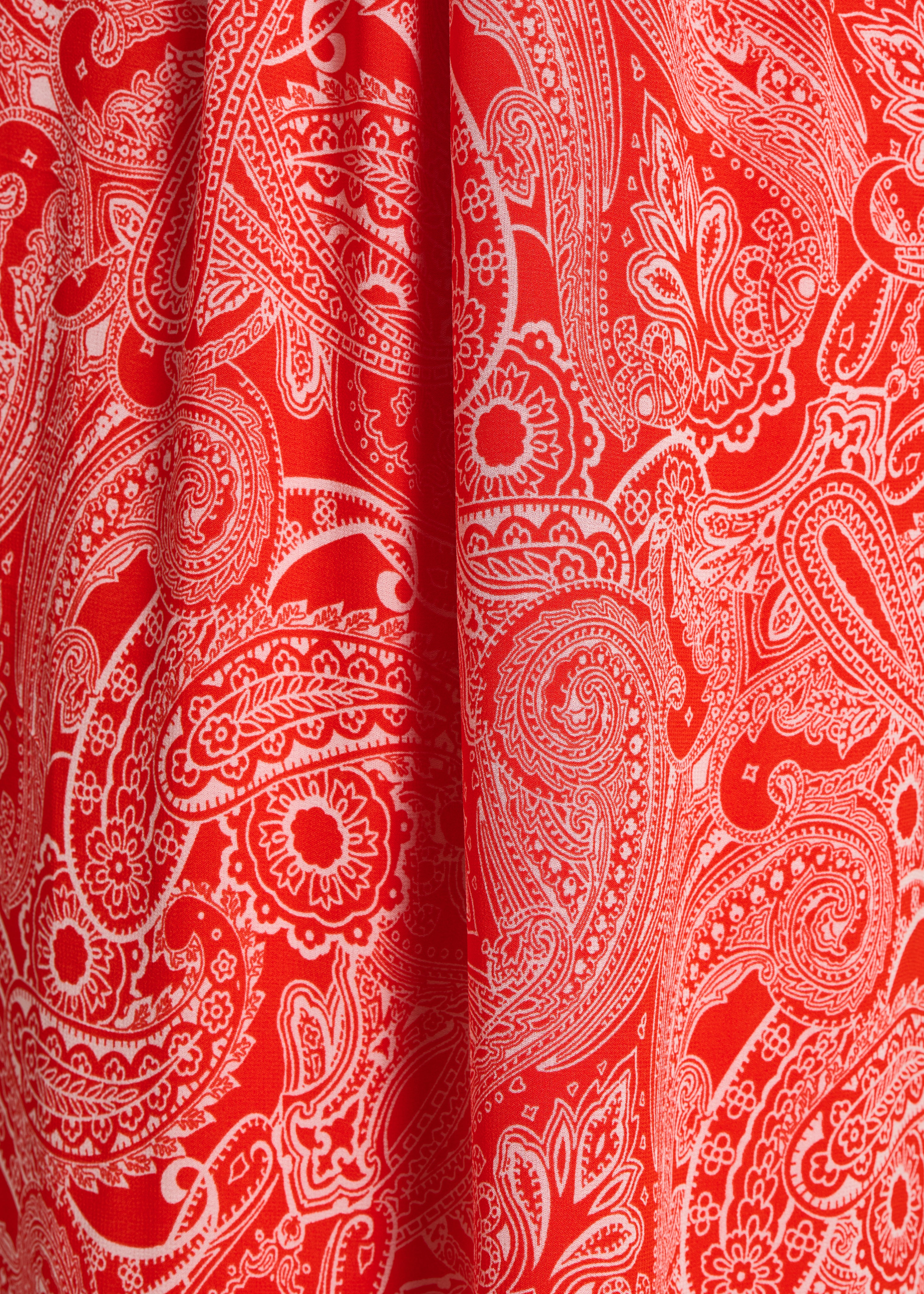 Long orange voile dress with print