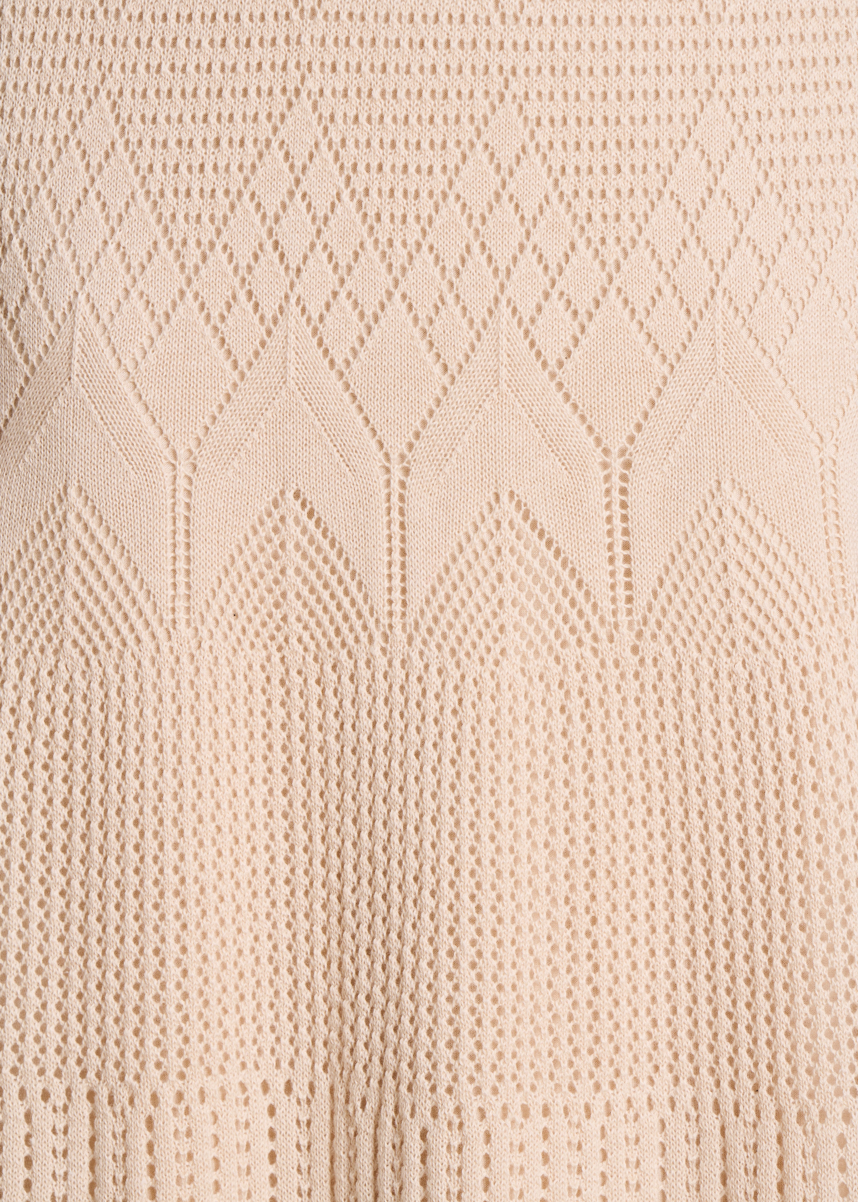 Beige lange jurk van pointelle gebreide stof