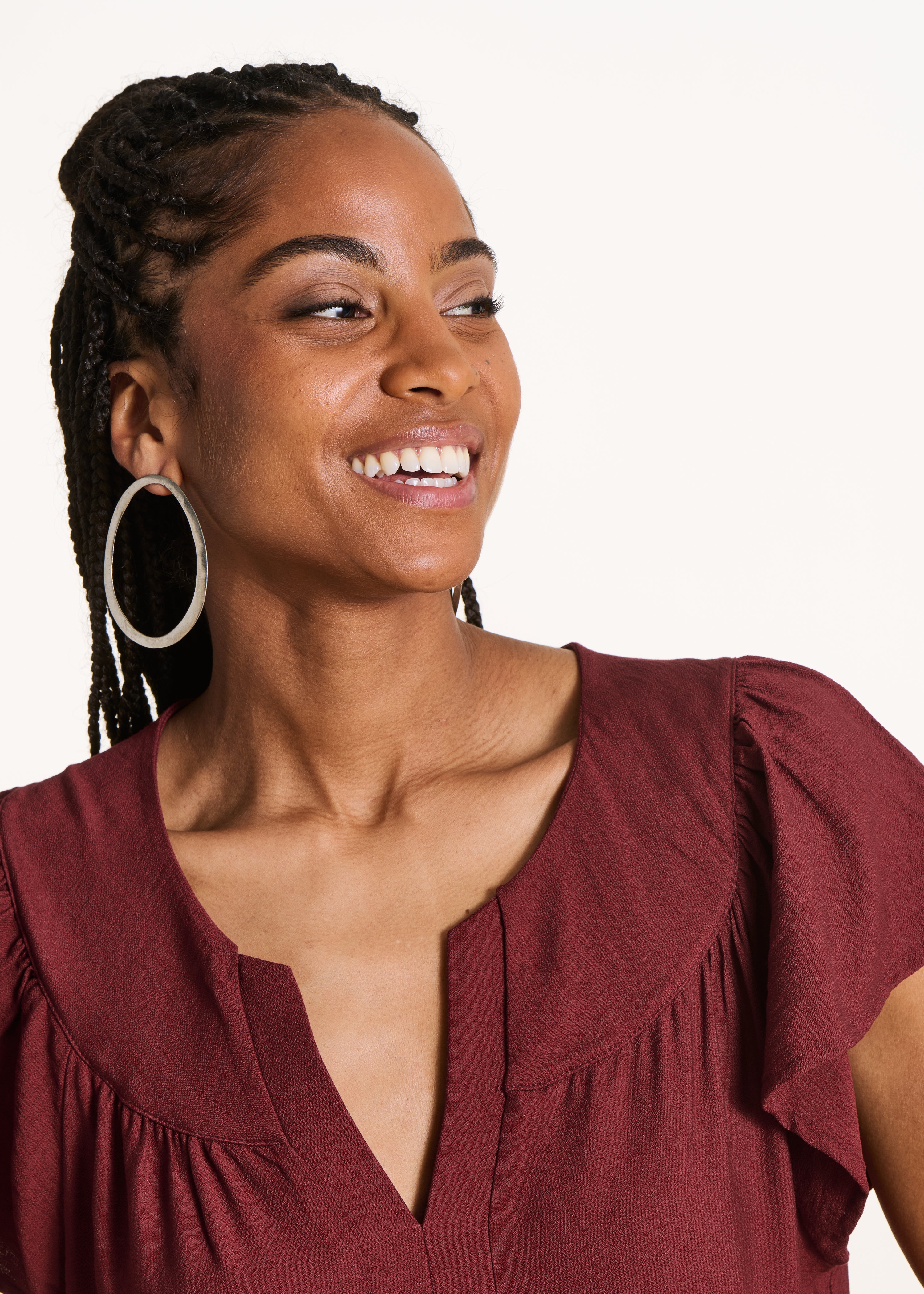 Langes Terrakotta-Kleid aus Jacquard mit kurzen Ärmeln