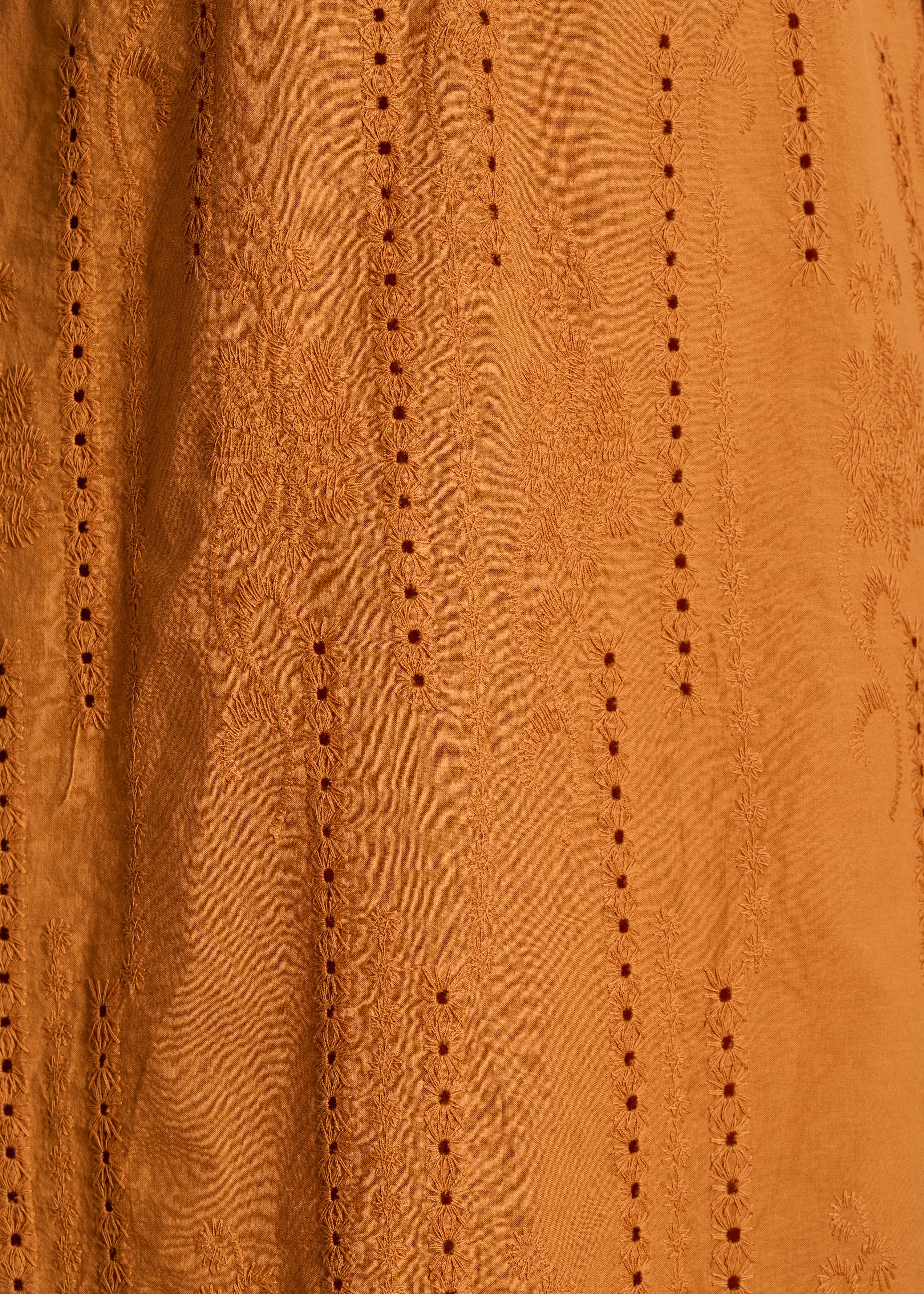 Ochre midi dress in broderie anglaise