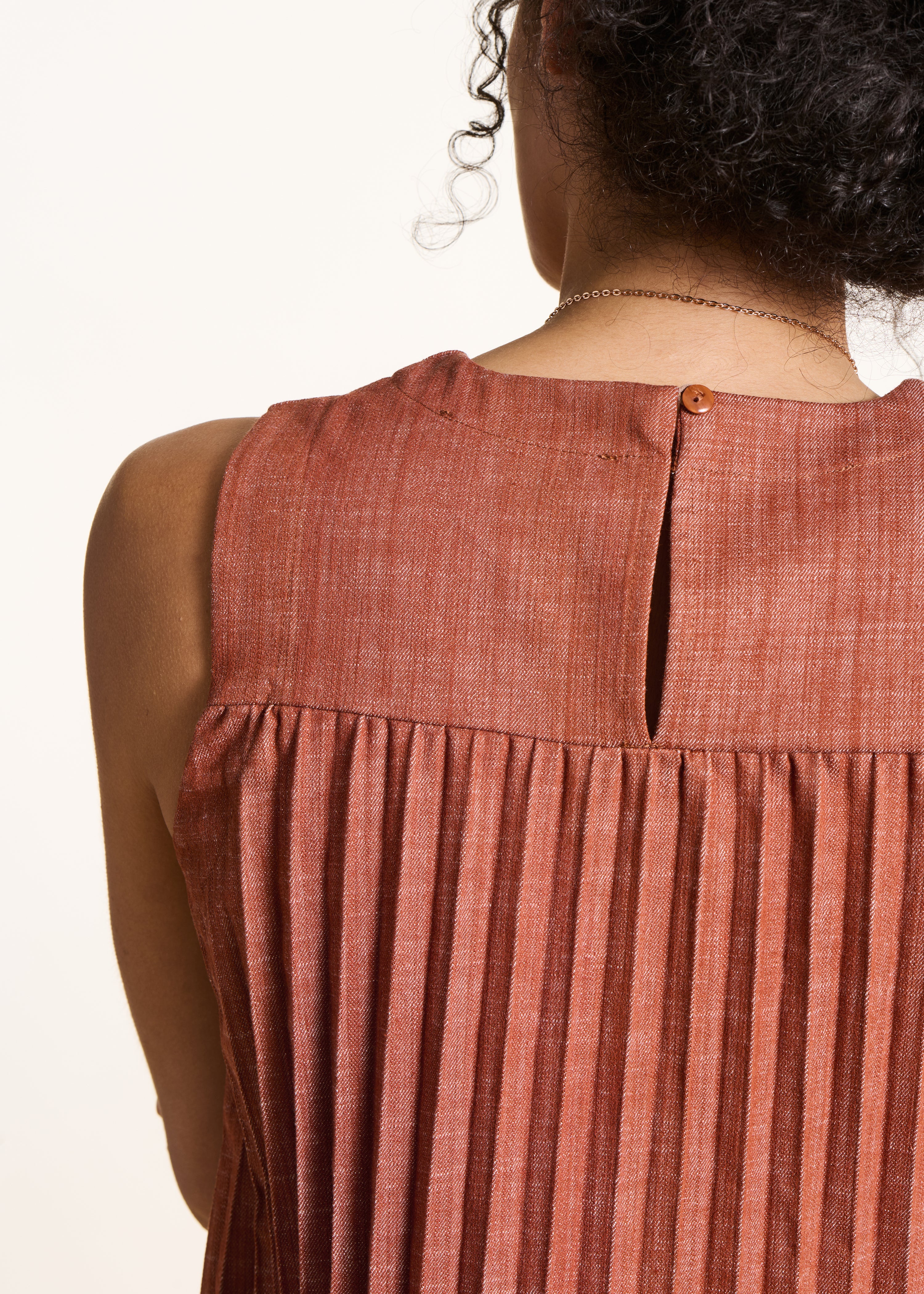 Top in denim terracotta senza maniche