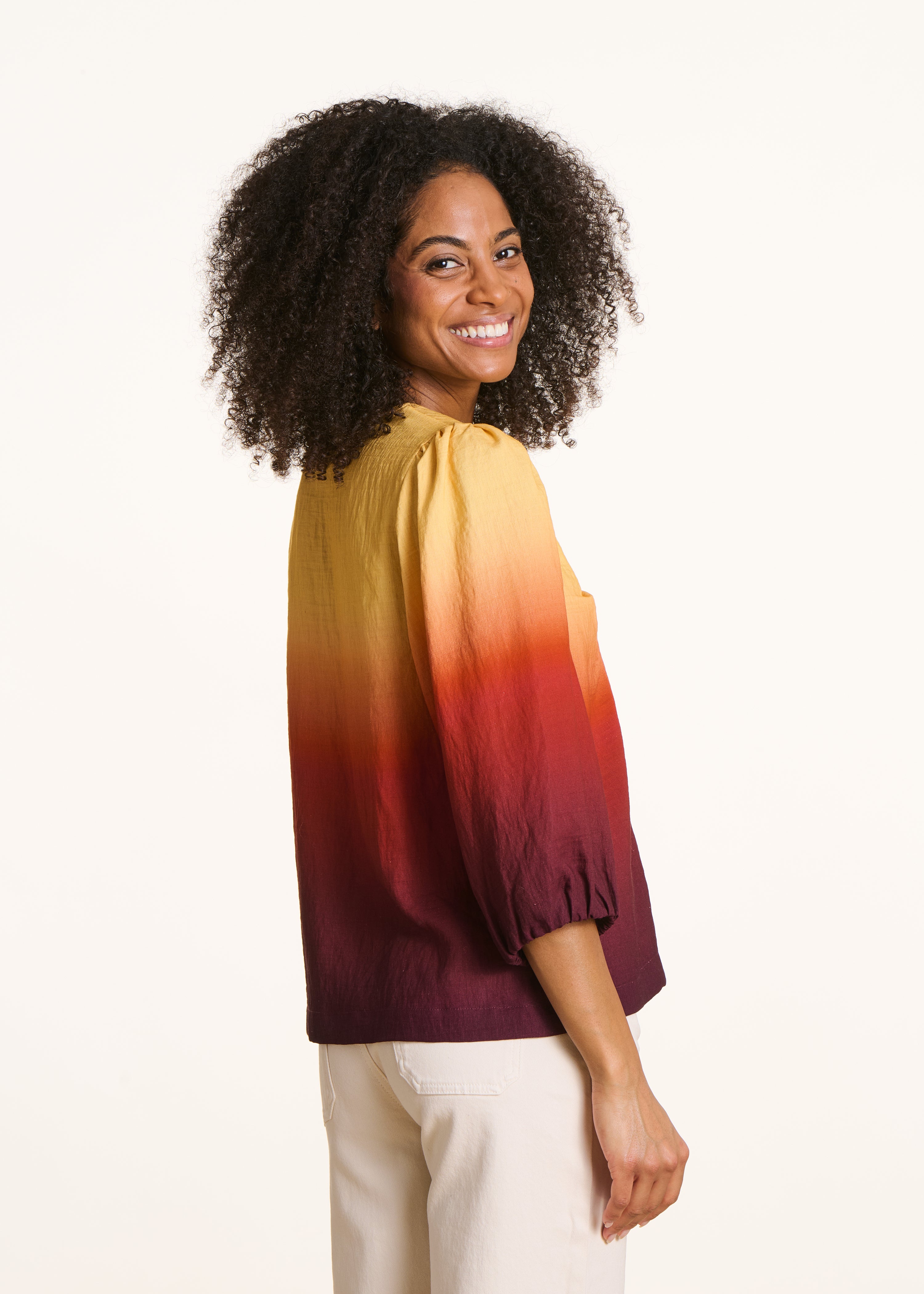 Top Col V Gelb mit Tie-Dye-Print