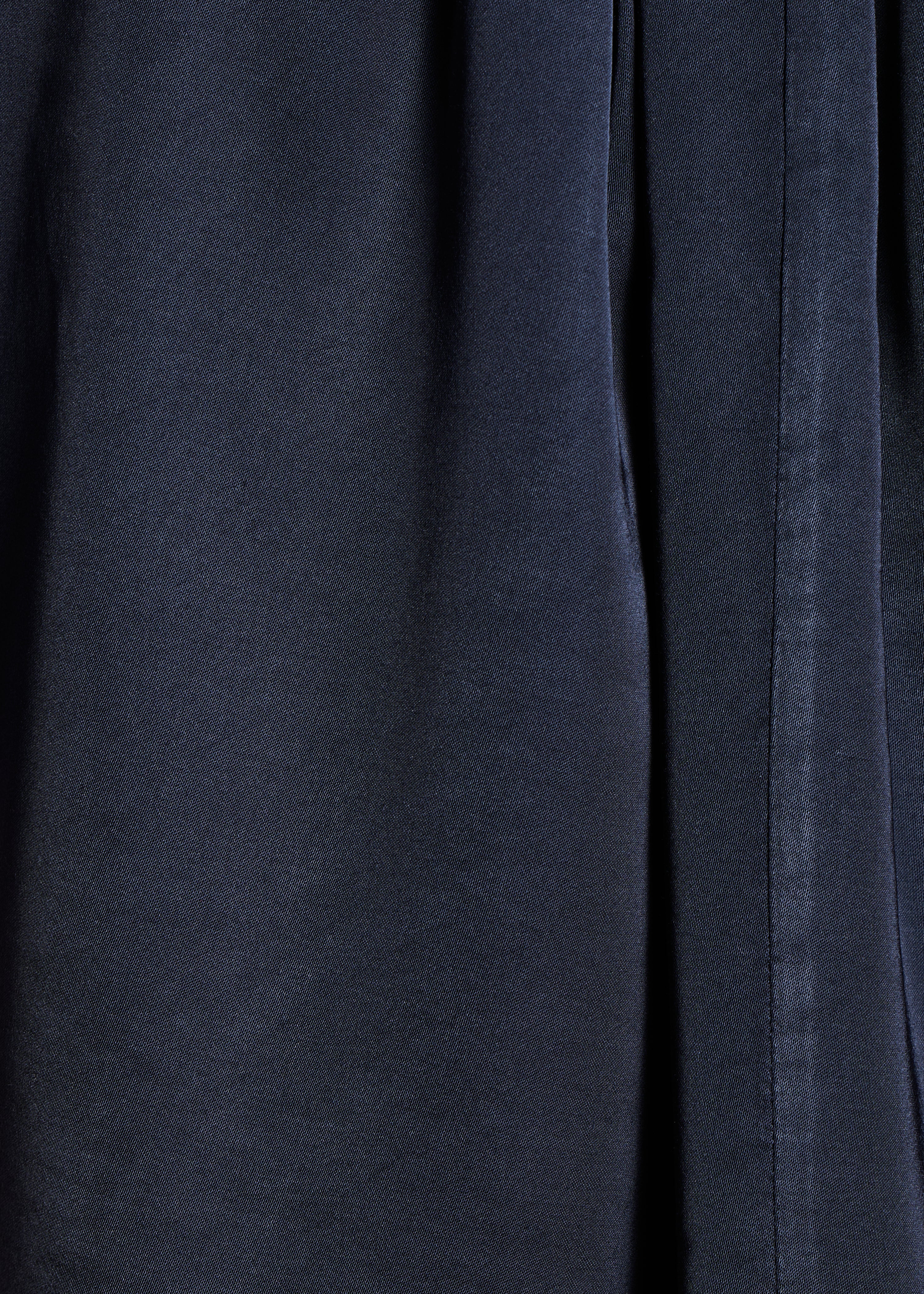 Dark blue loose satin blouse