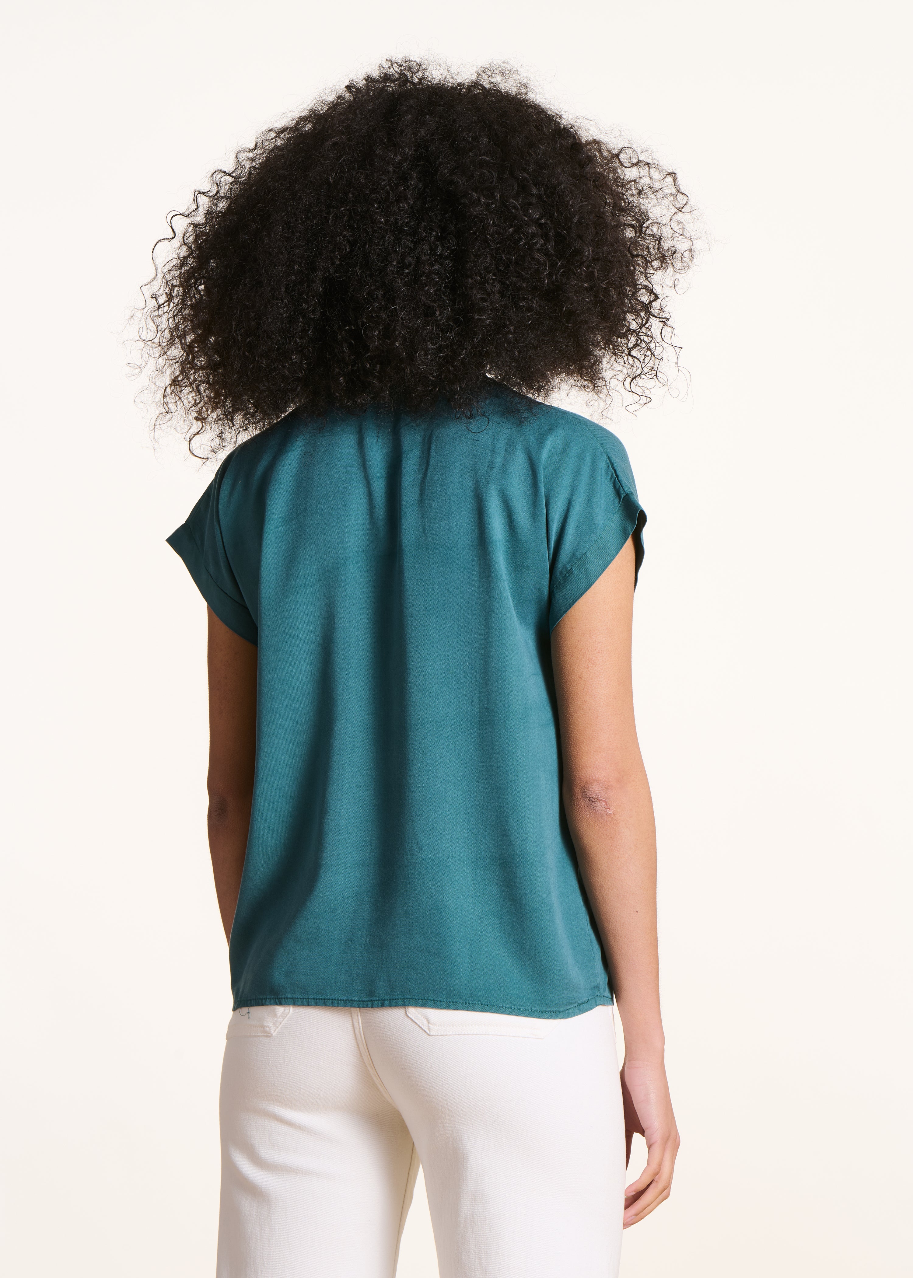 Petrol blue short-sleeve lyocell top