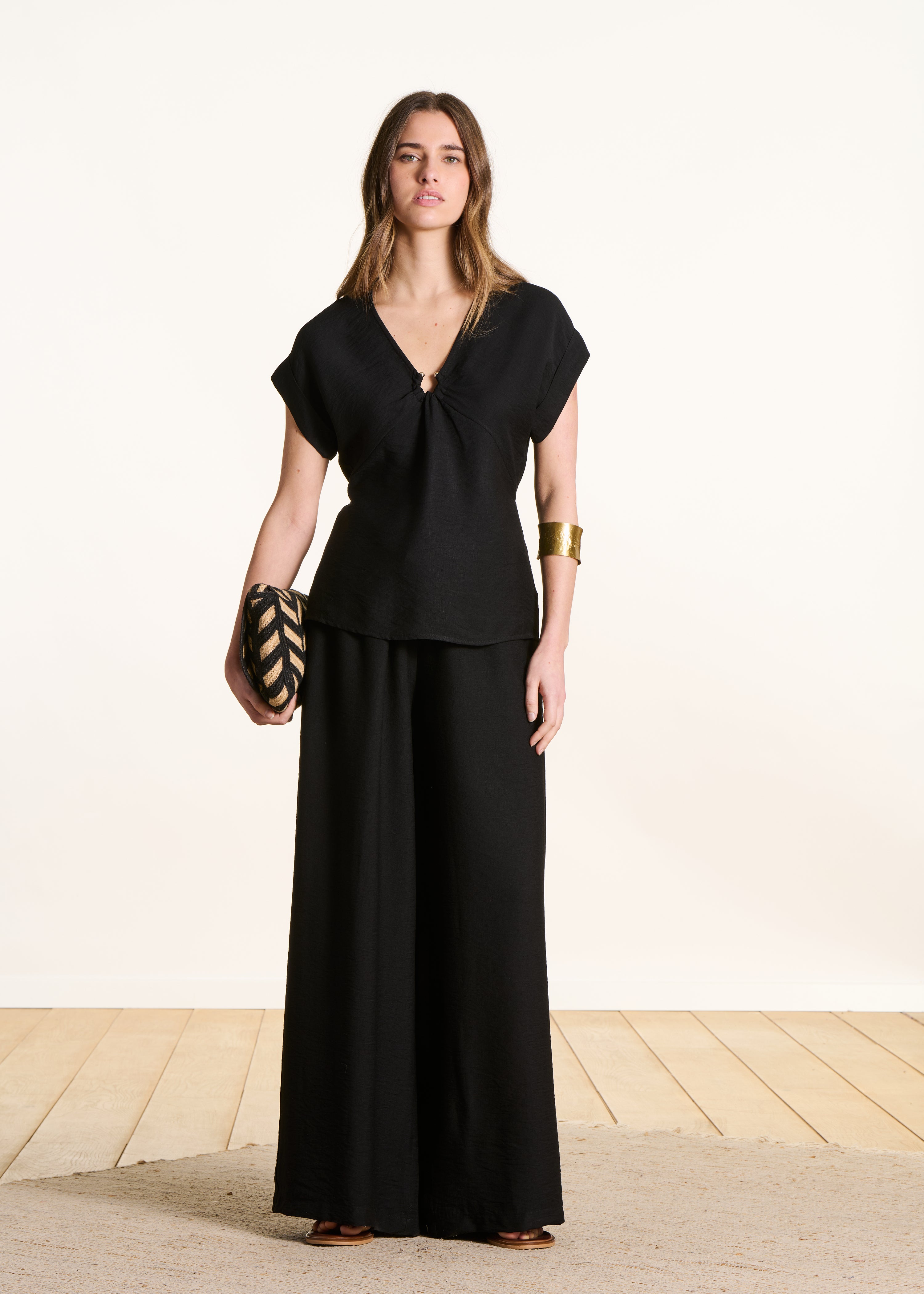 Black short sleeve top