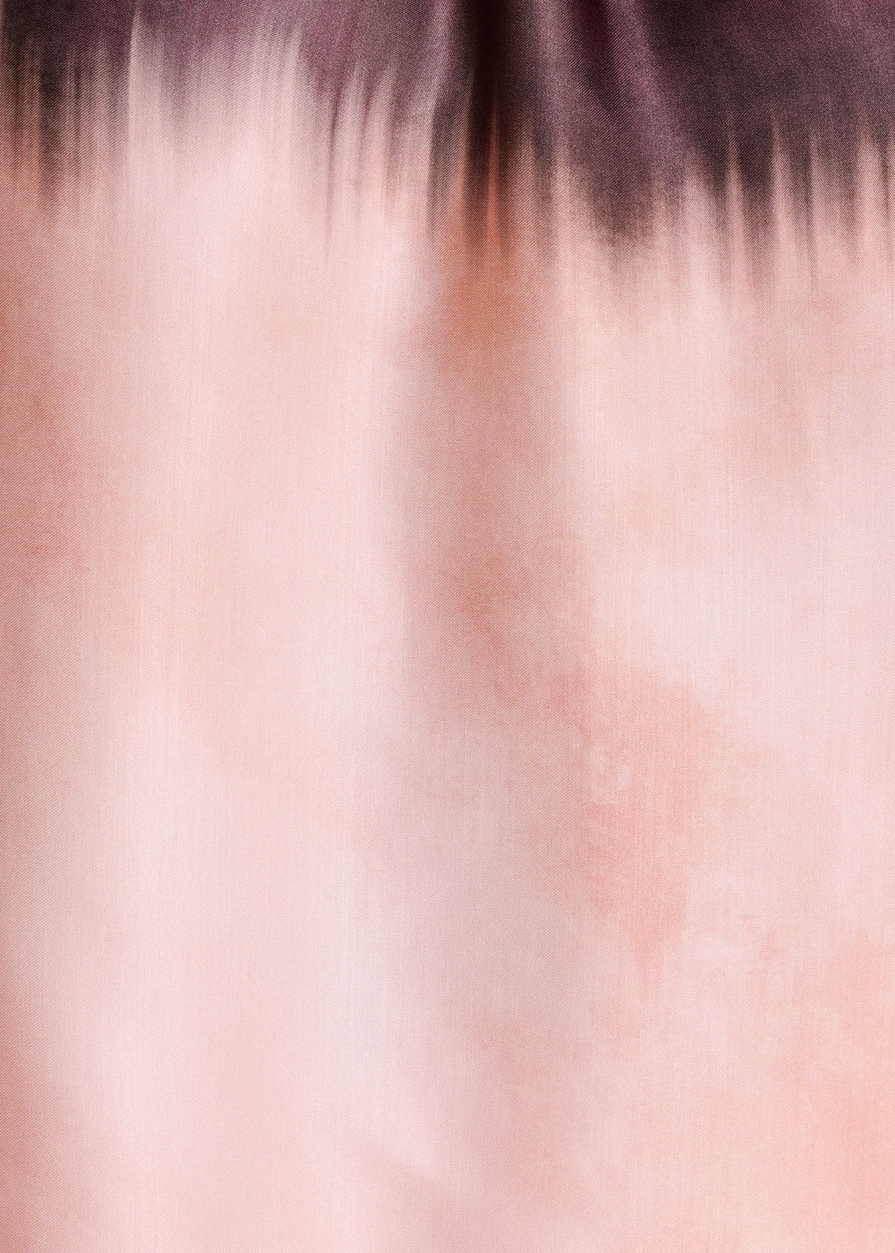 Pink fluid tie-dye print satin top