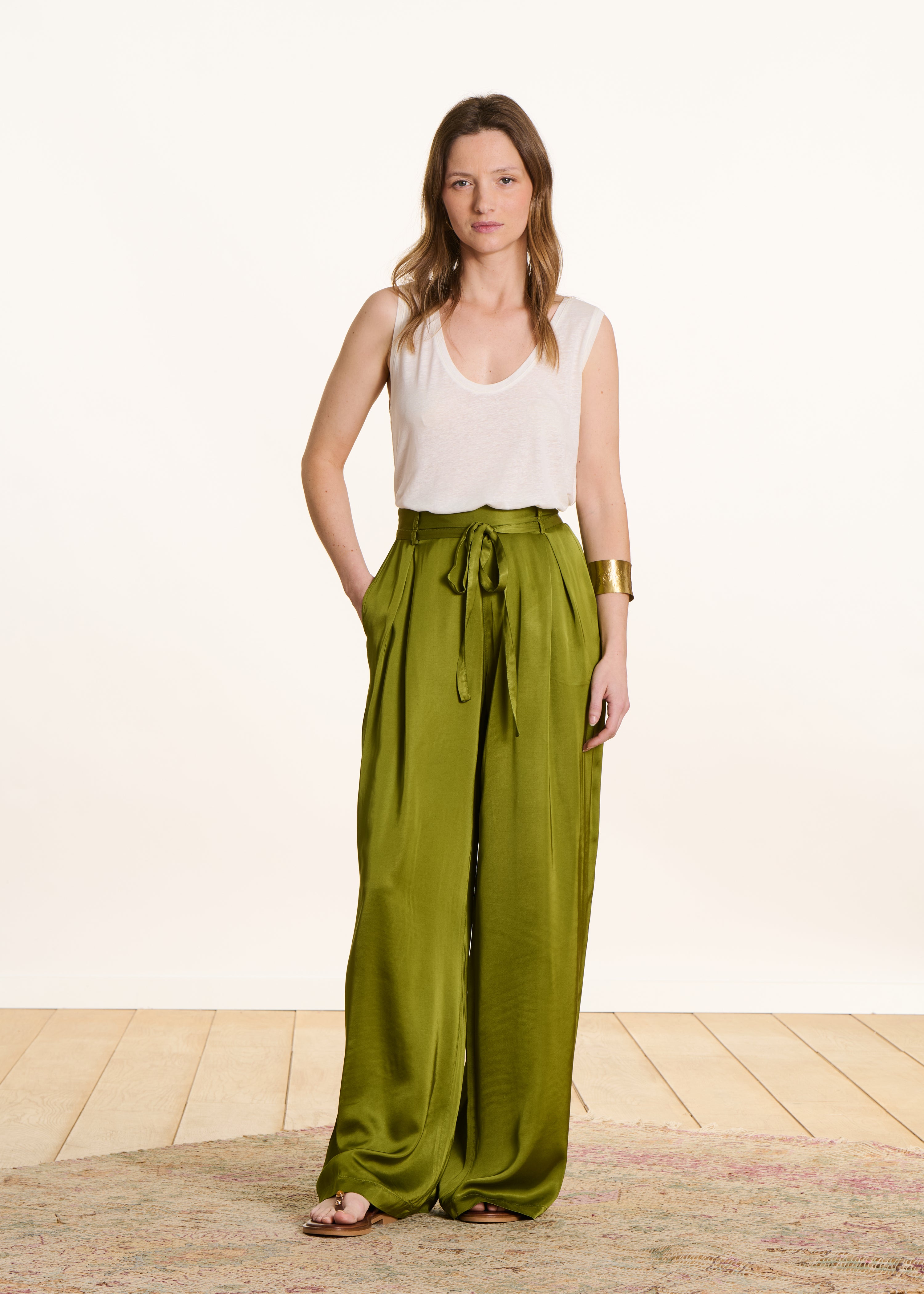 Ecru-Top aus Lyocell-Leinen-Jersey
