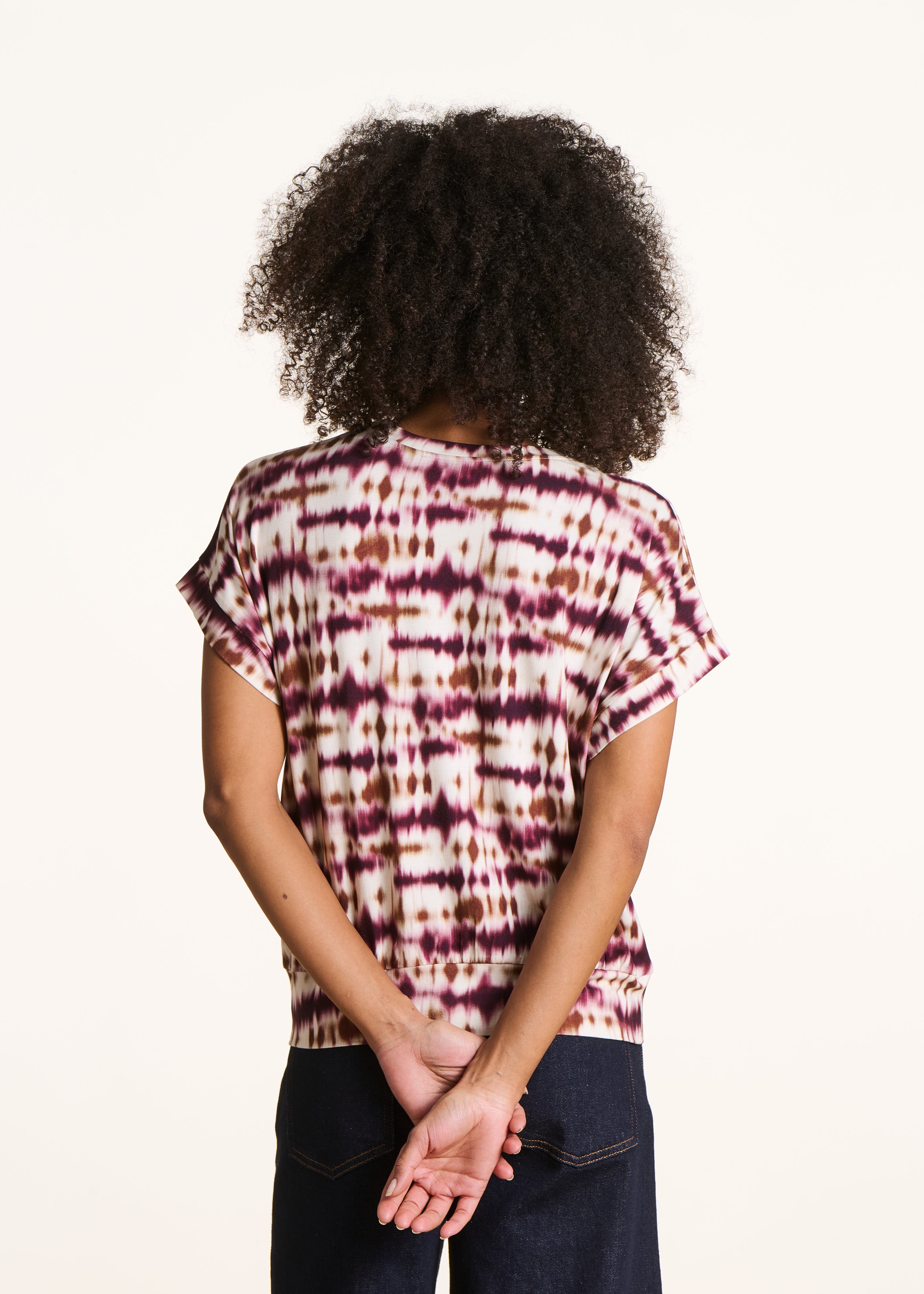 Bordeaux tie & dye printed short sleeve T-shirt
