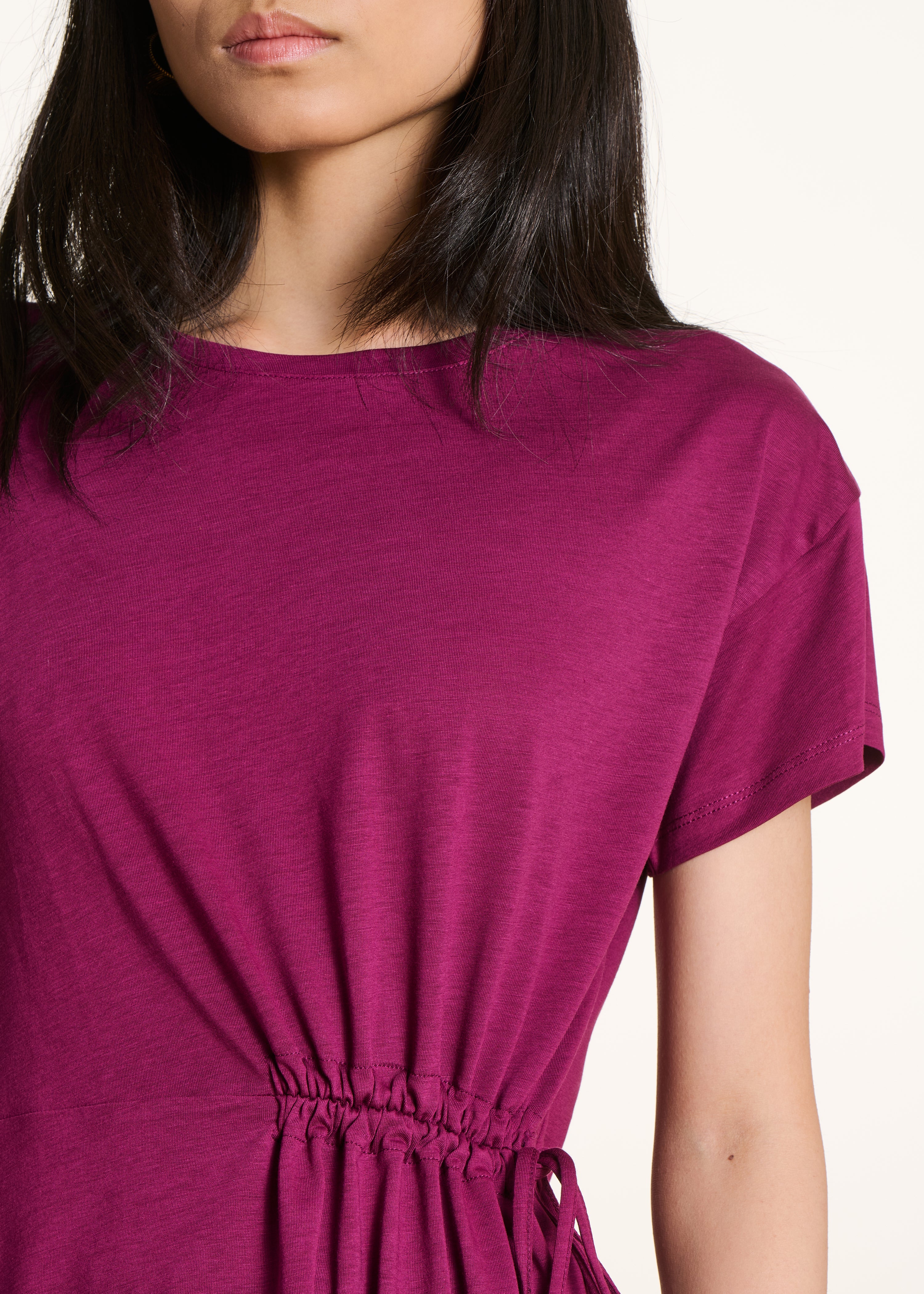T-shirt fluida viola in lyocell e cotone