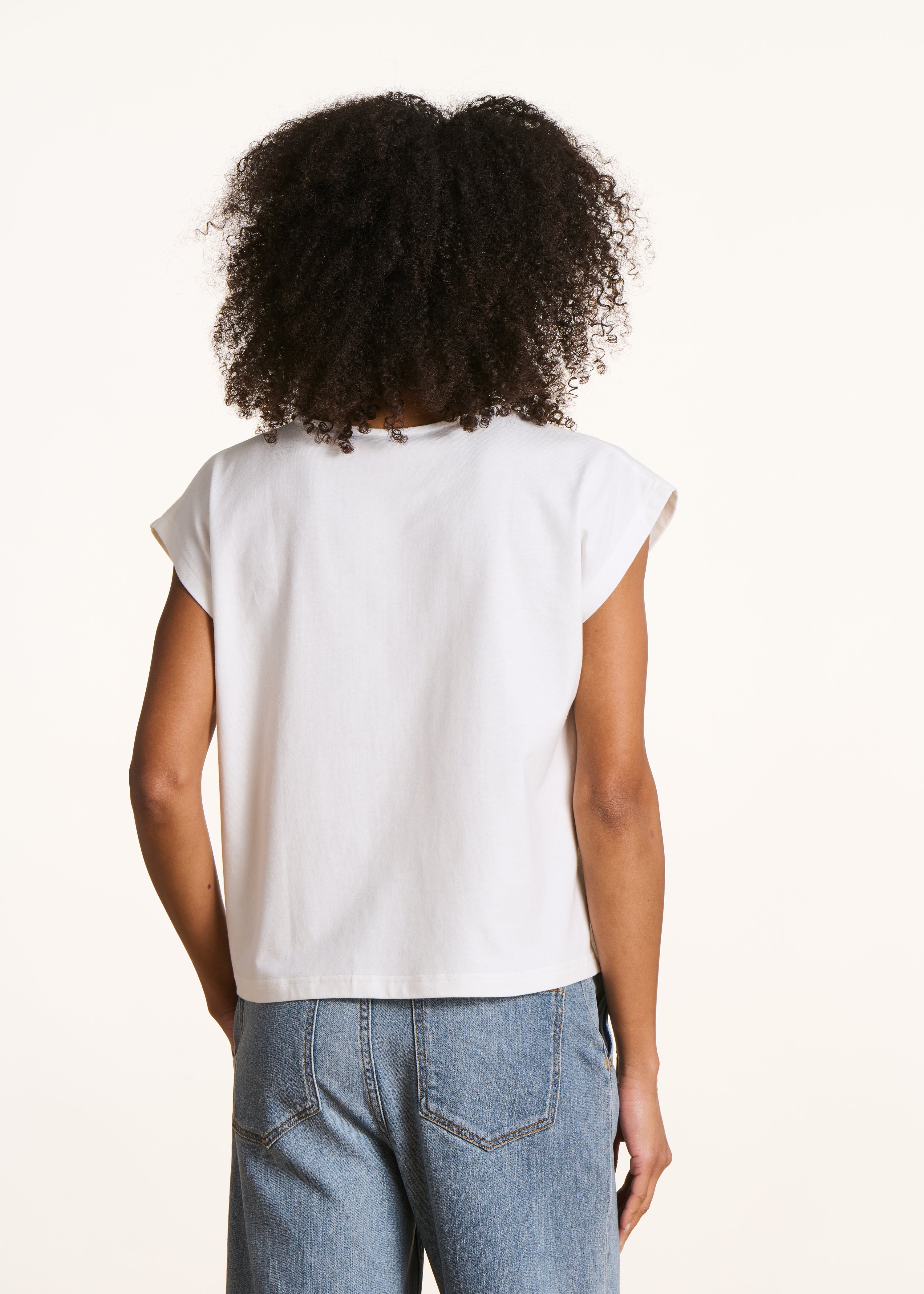 Ecru short-sleeve T-shirt in organic cotton