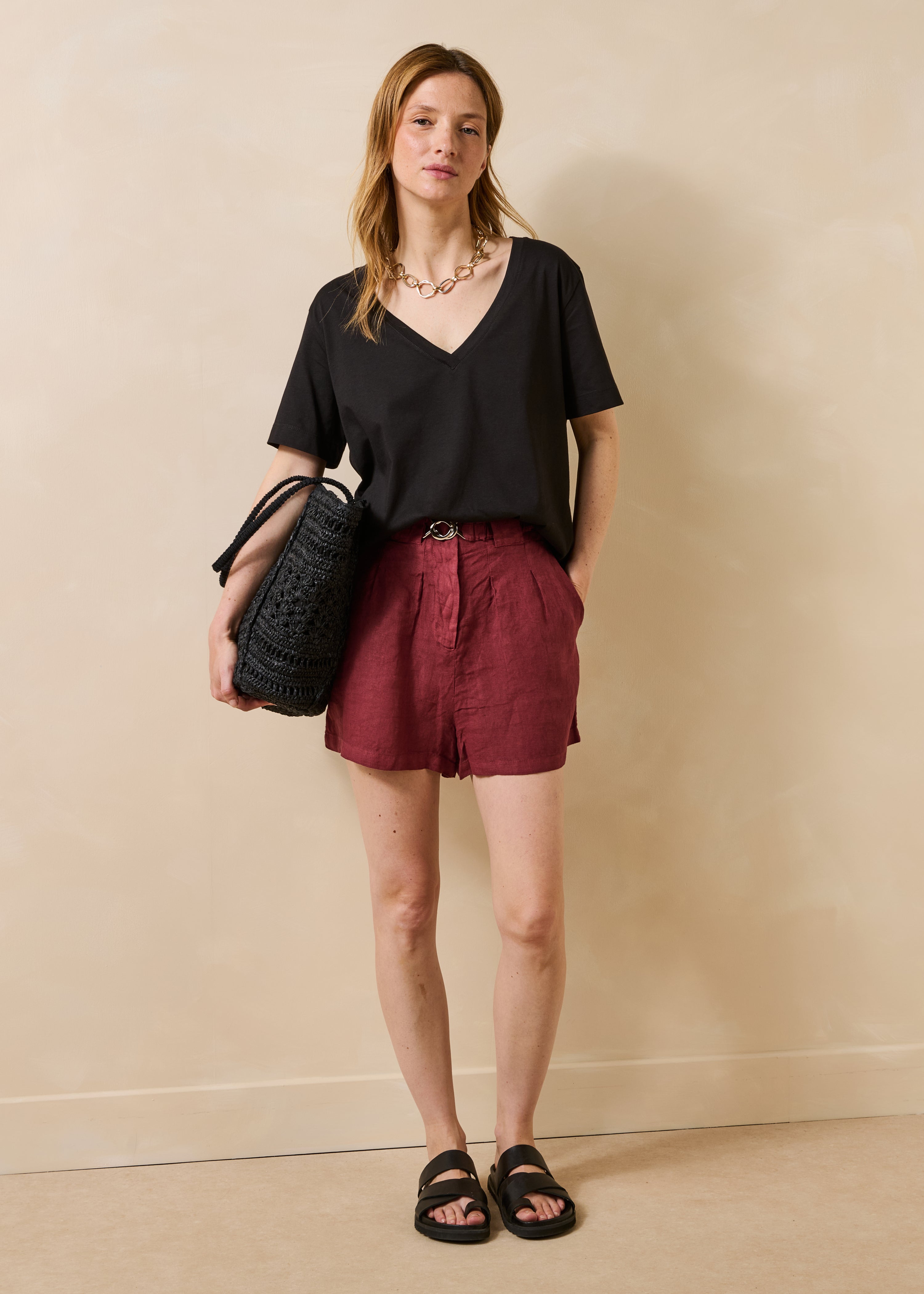 T-shirt oversize noir manches courtes
