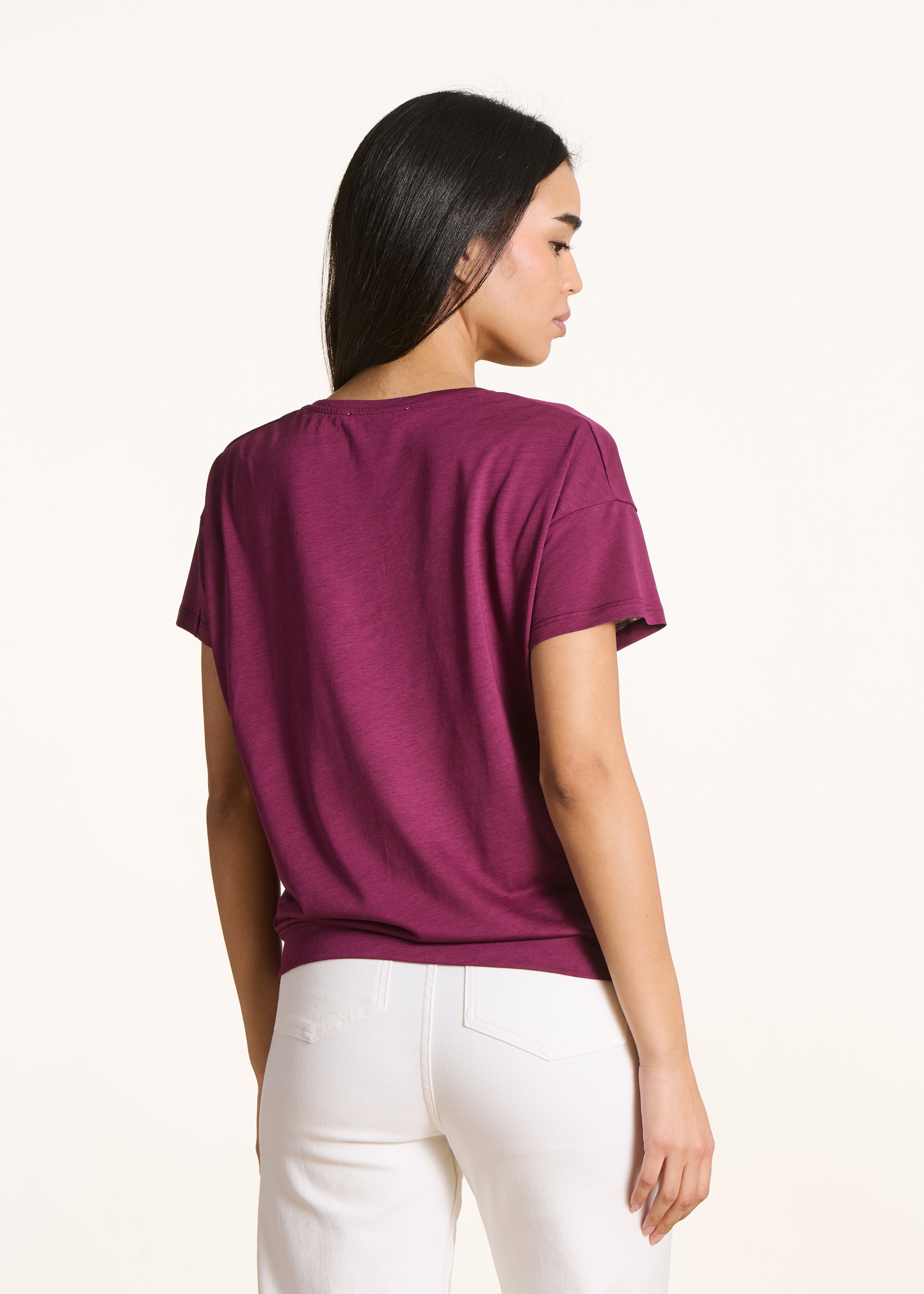T-shirt viola in lyocell maniche corte